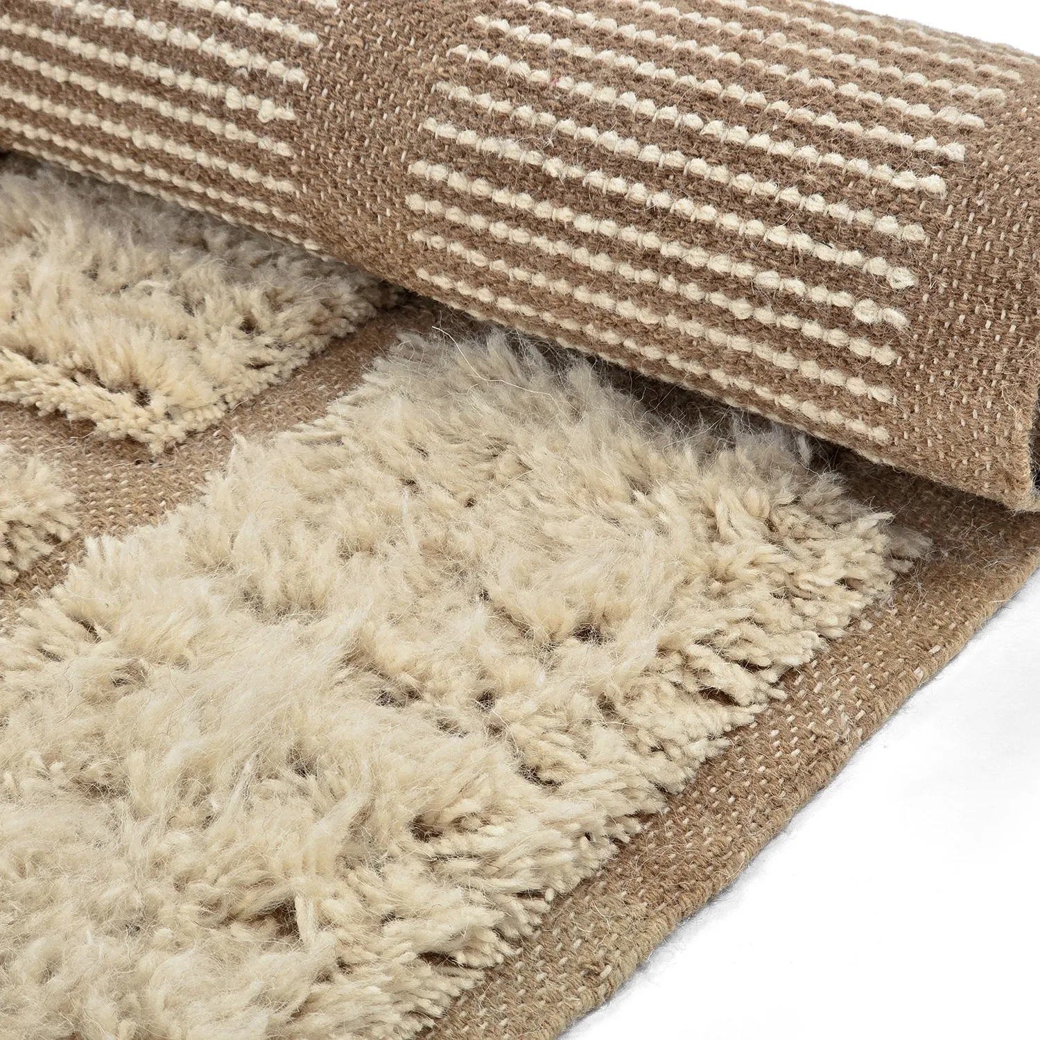 Tapis shaggy - Leknes Hand Woven Wool Shaggy (crème)