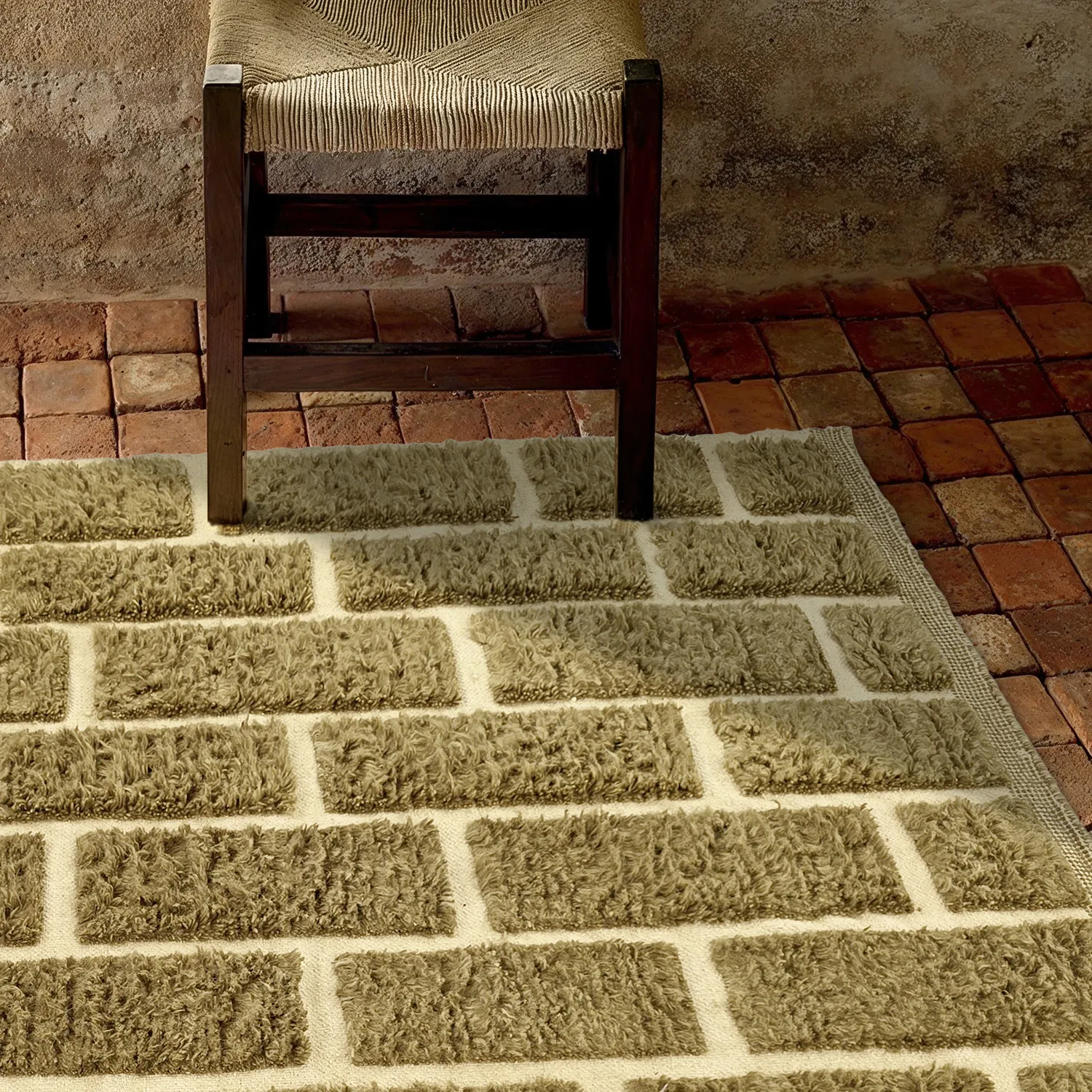 Tapis shaggy - Leknes Hand Woven Wool Shaggy (vert)