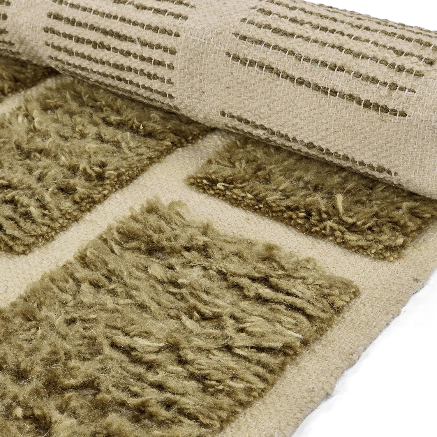 Tapis shaggy - Leknes Hand Woven Wool Shaggy (vert)