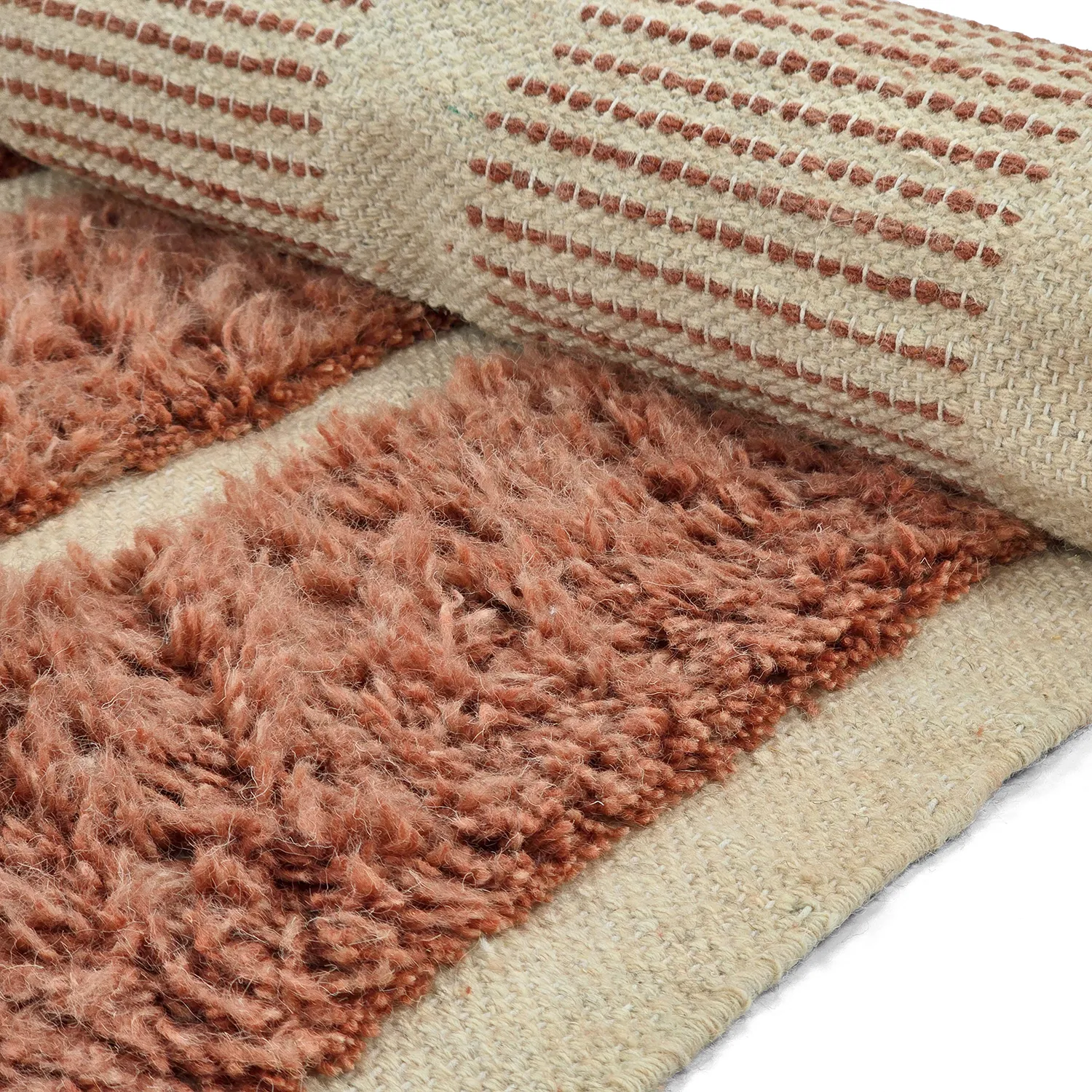 Tapis shaggy - Leknes Hand Woven Wool Shaggy (terre cuite)