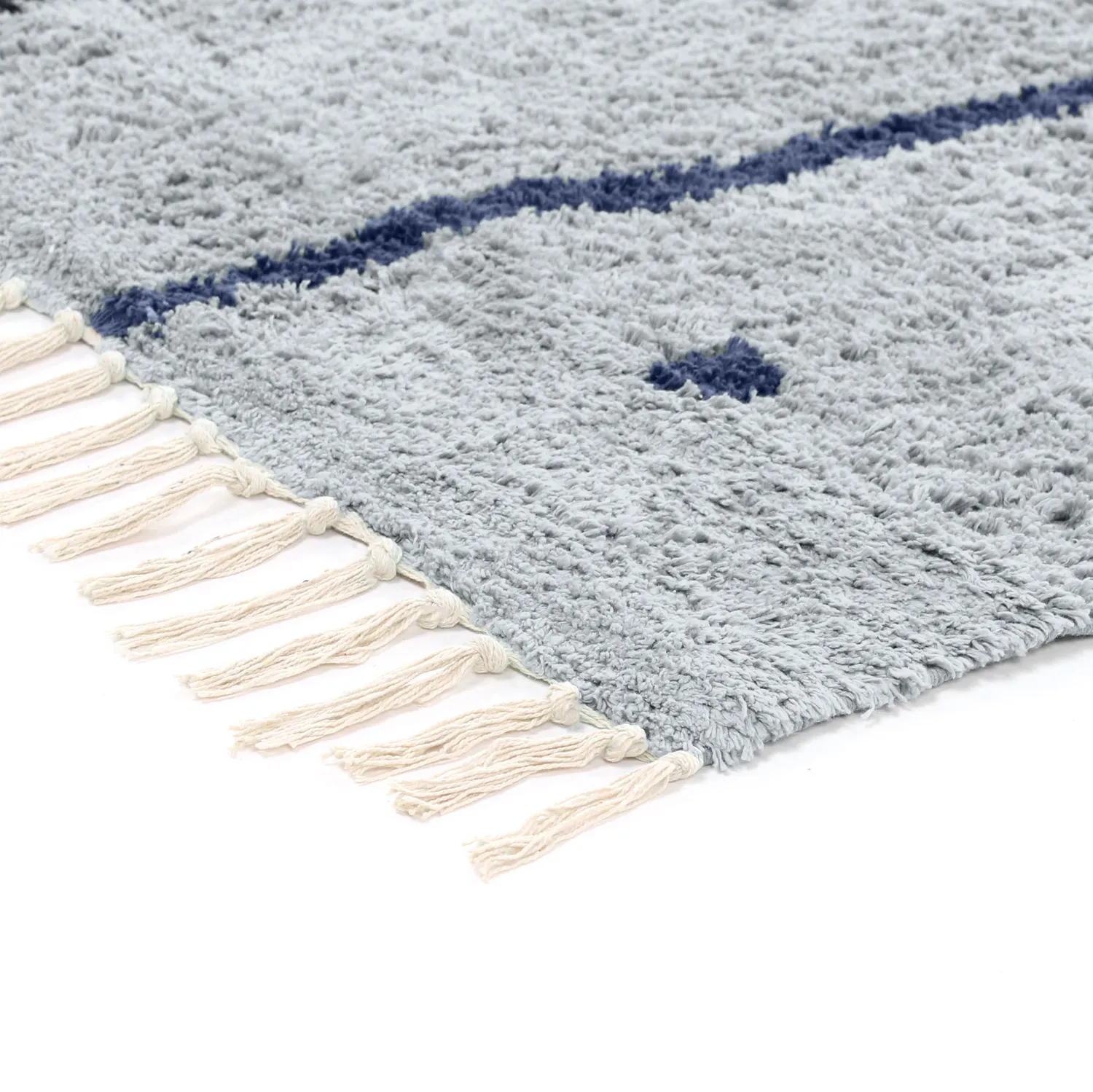 Tapis à poils longs - Leora Natural Cotton Shaggy (gris/bleu)