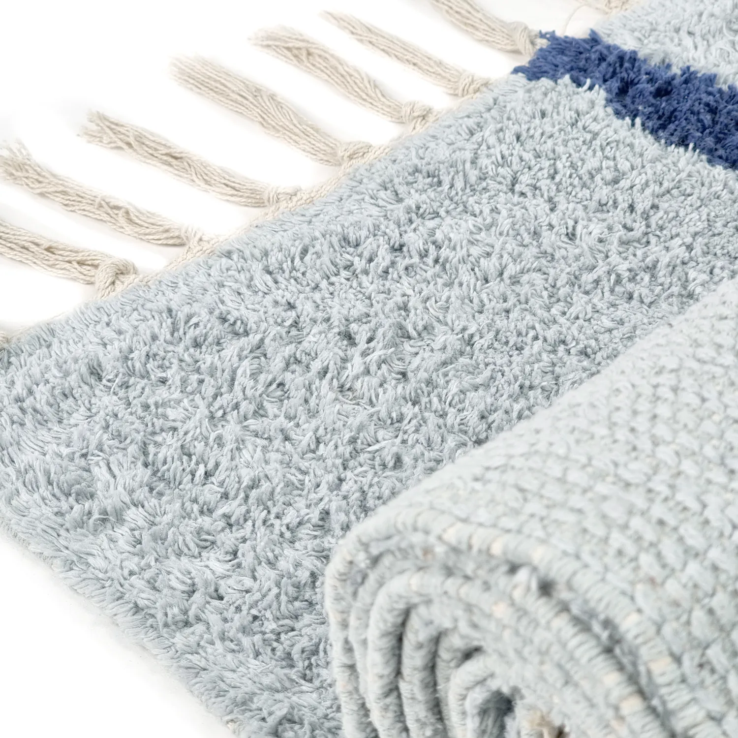Tapis à poils longs - Leora Natural Cotton Shaggy (gris/bleu)