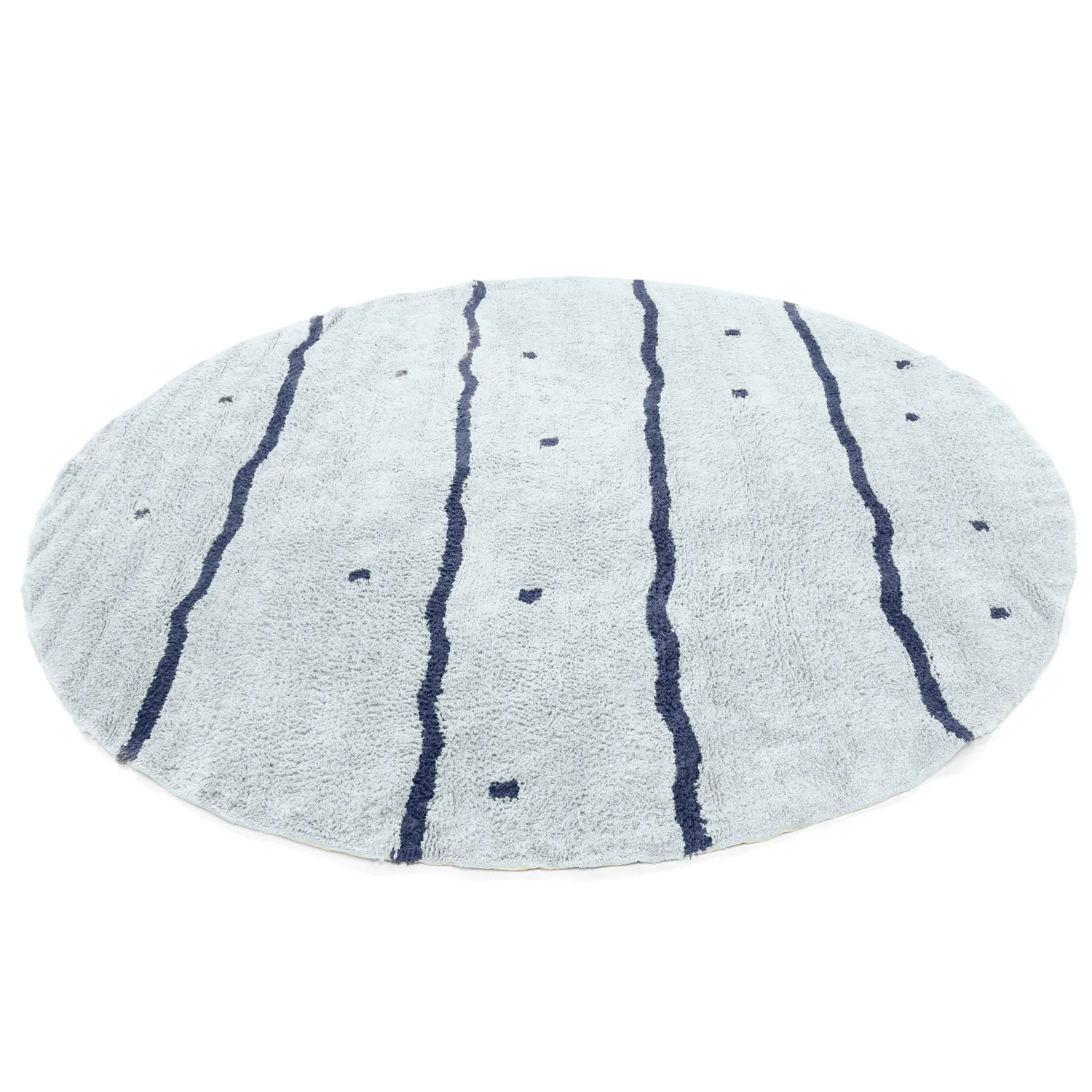 Tapis rond - Leora Natural Cotton Shaggy (gris/bleu)