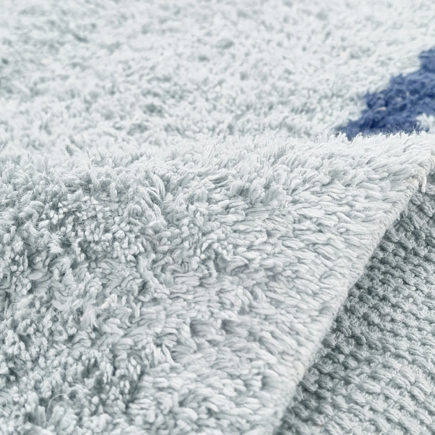 Tapis rond - Leora Natural Cotton Shaggy (gris/bleu)