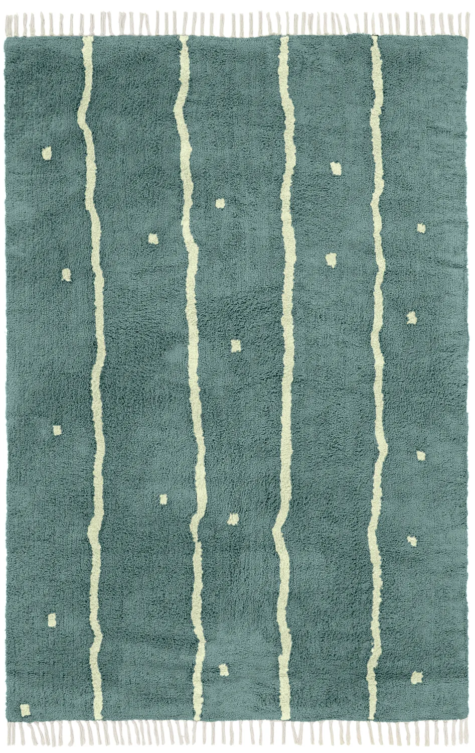 Tapis à poils longs - Leora Natural Cotton Shaggy (vert)
