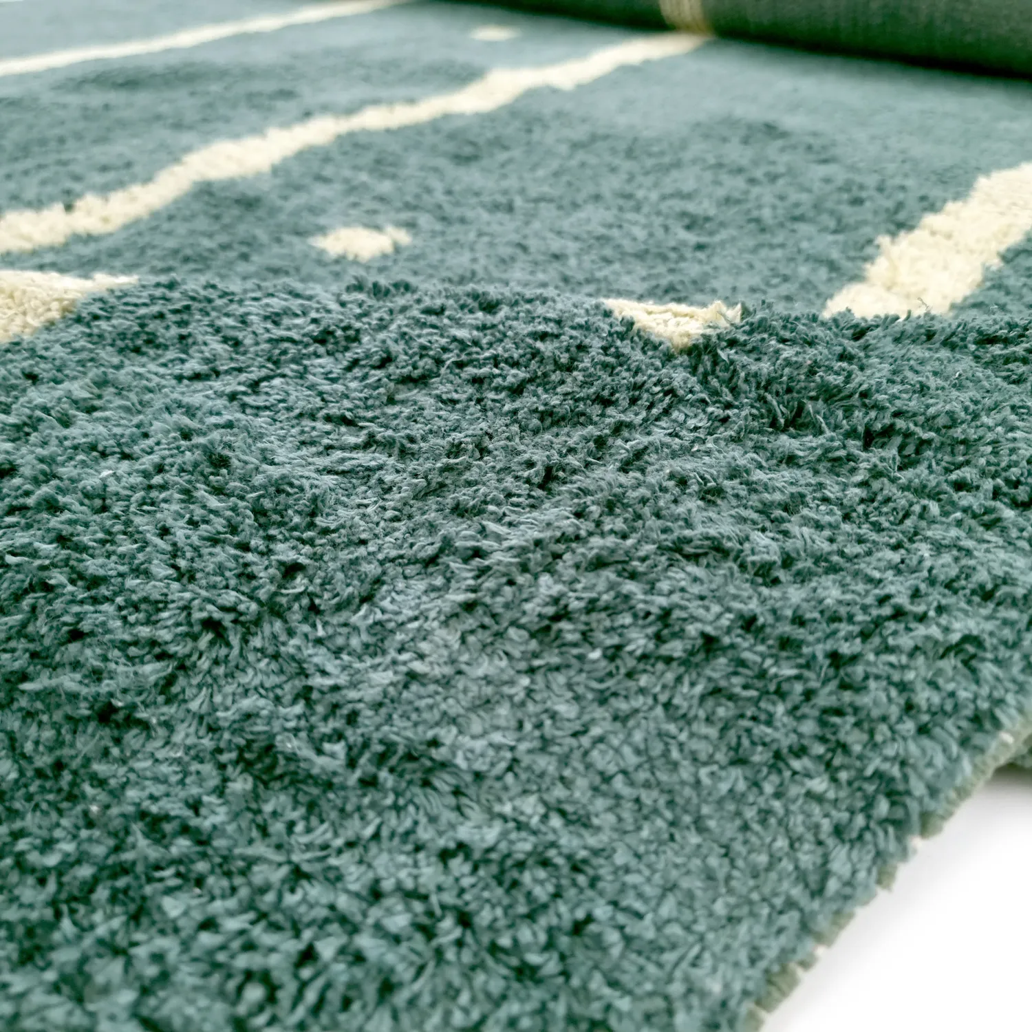 Tapis à poils longs - Leora Natural Cotton Shaggy (vert)