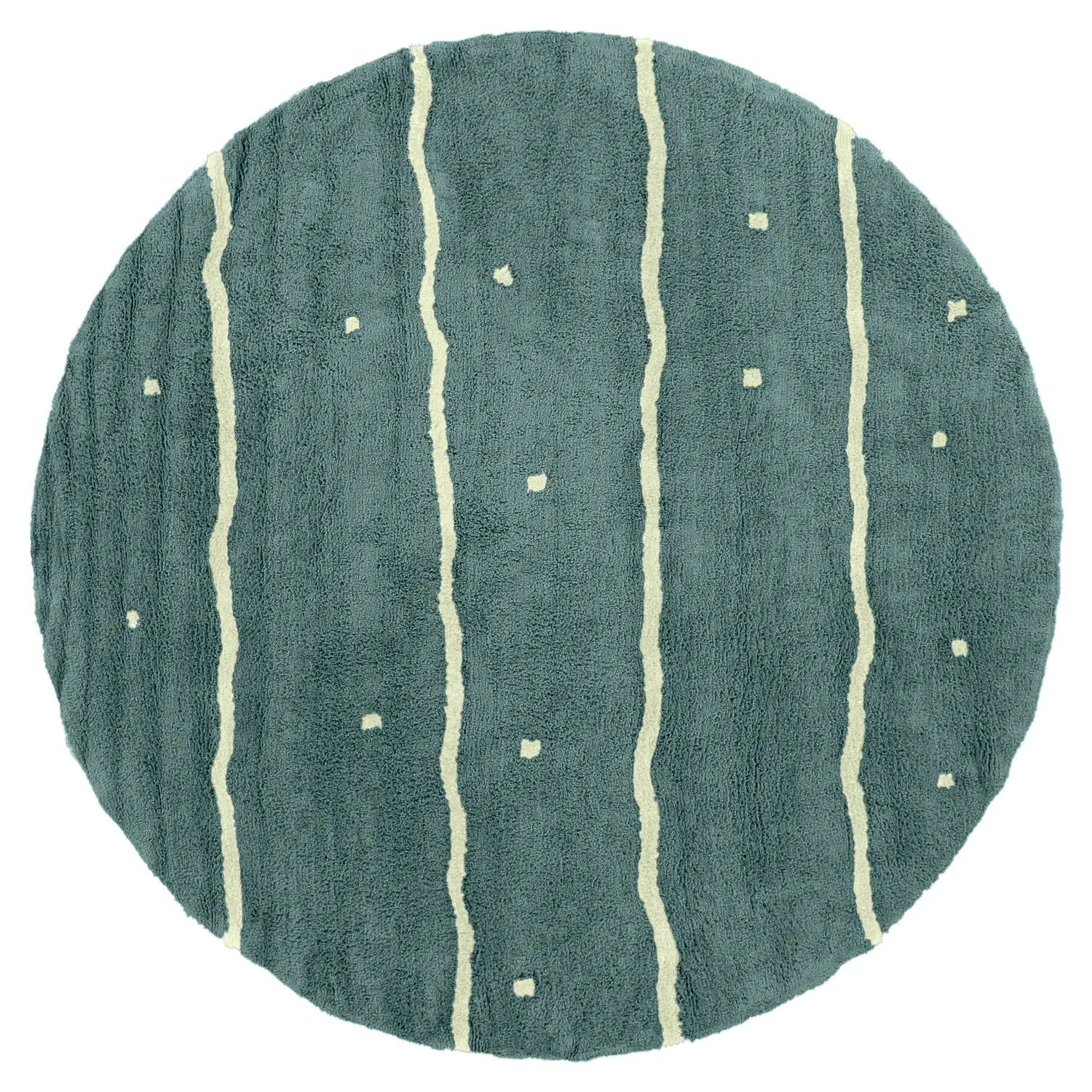 Tapis rond - Leora Natural Cotton Shaggy (vert)