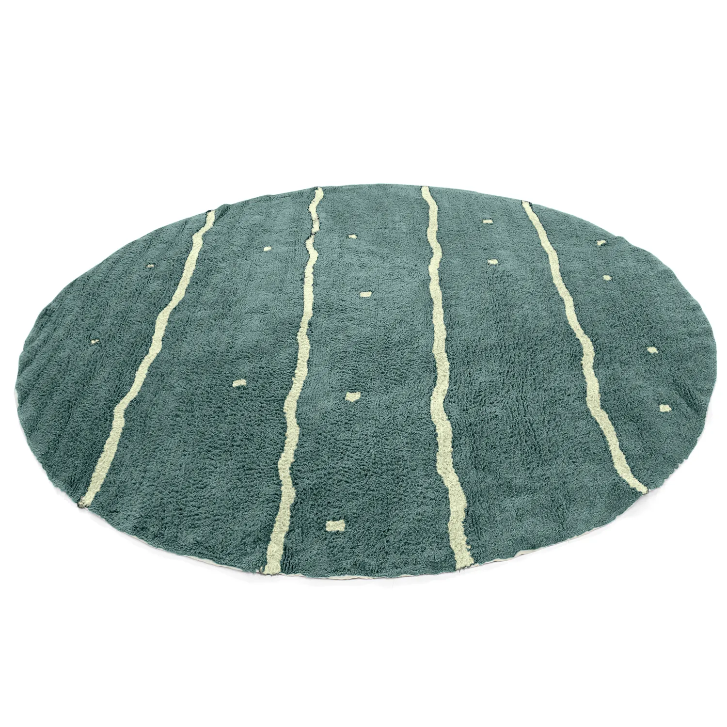 Tapis rond - Leora Natural Cotton Shaggy (vert)