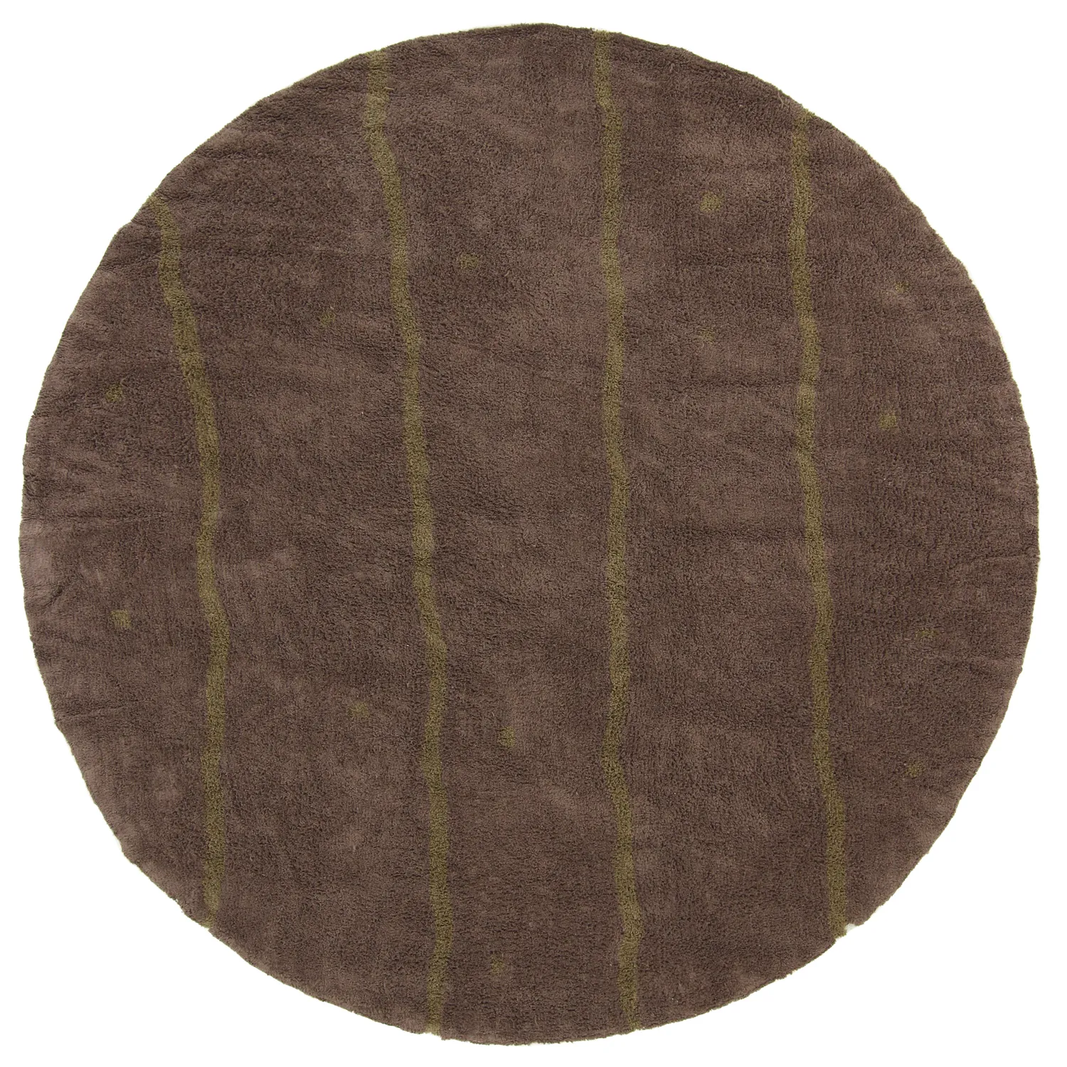 Tapis rond - Leora Natural Cotton Shaggy (marron/vert olive)
