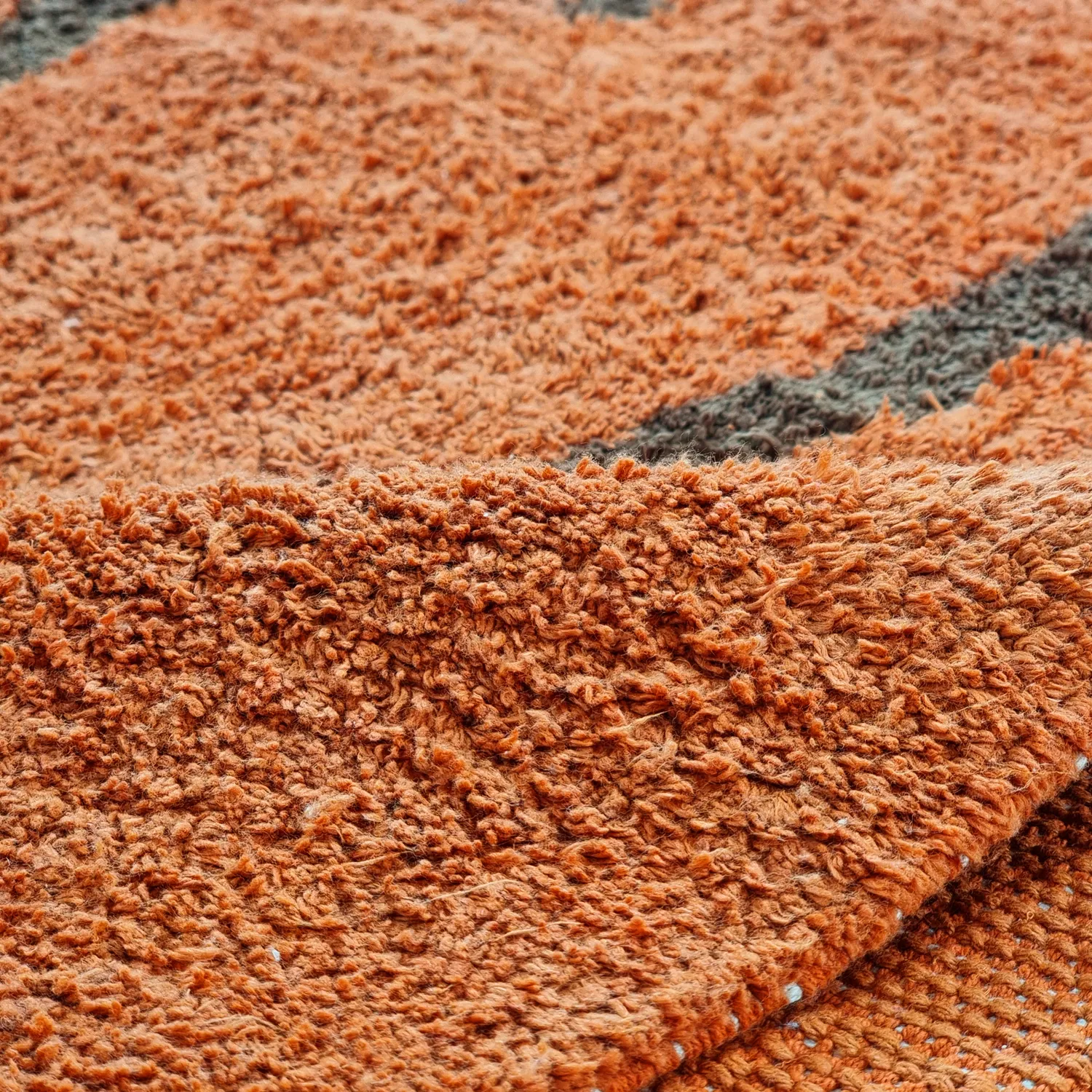 Tapis rond - Leora Natural Cotton Shaggy (orange/marron)