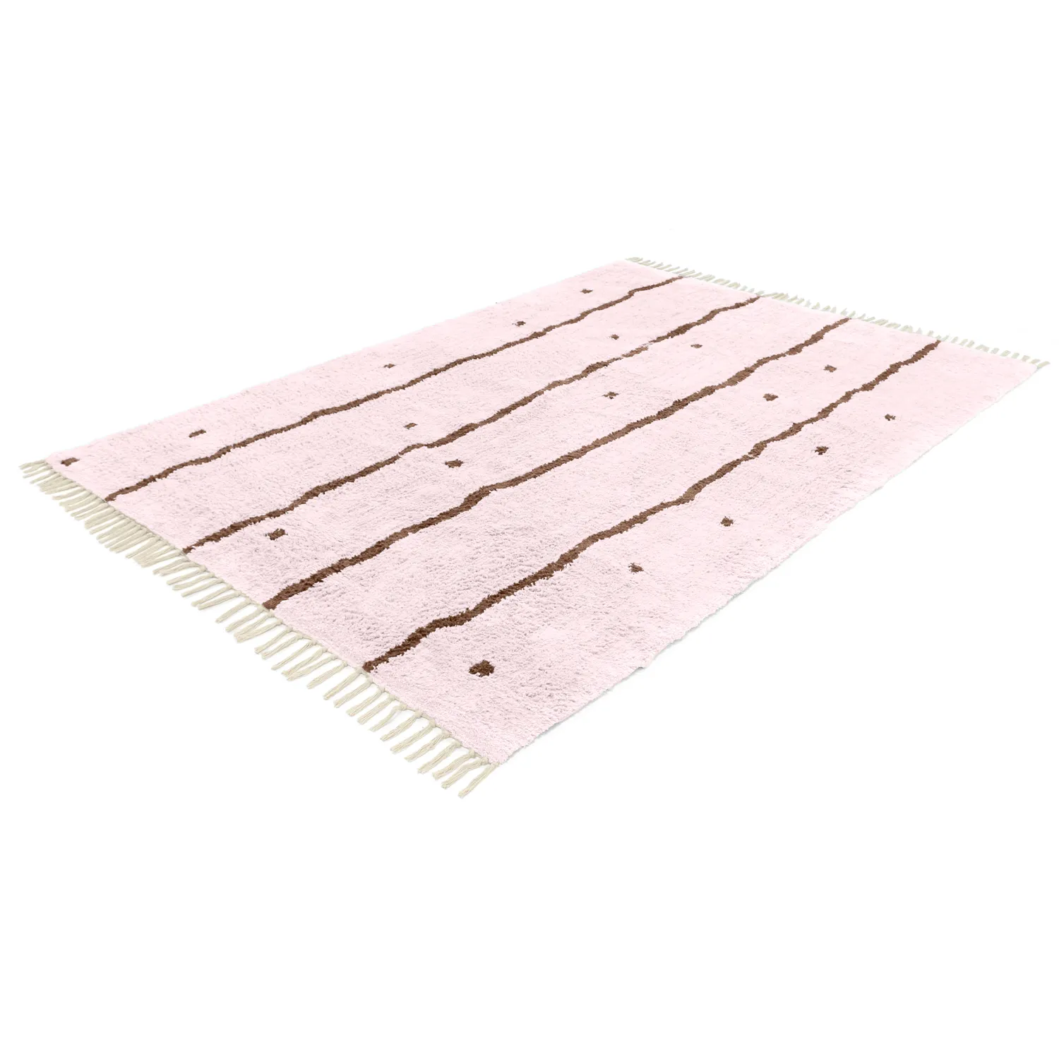 Tapis à poils longs - Leora Natural Cotton Shaggy (rose/marron)