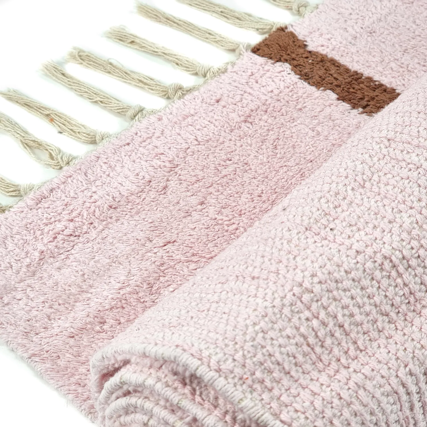 Tapis à poils longs - Leora Natural Cotton Shaggy (rose/marron)