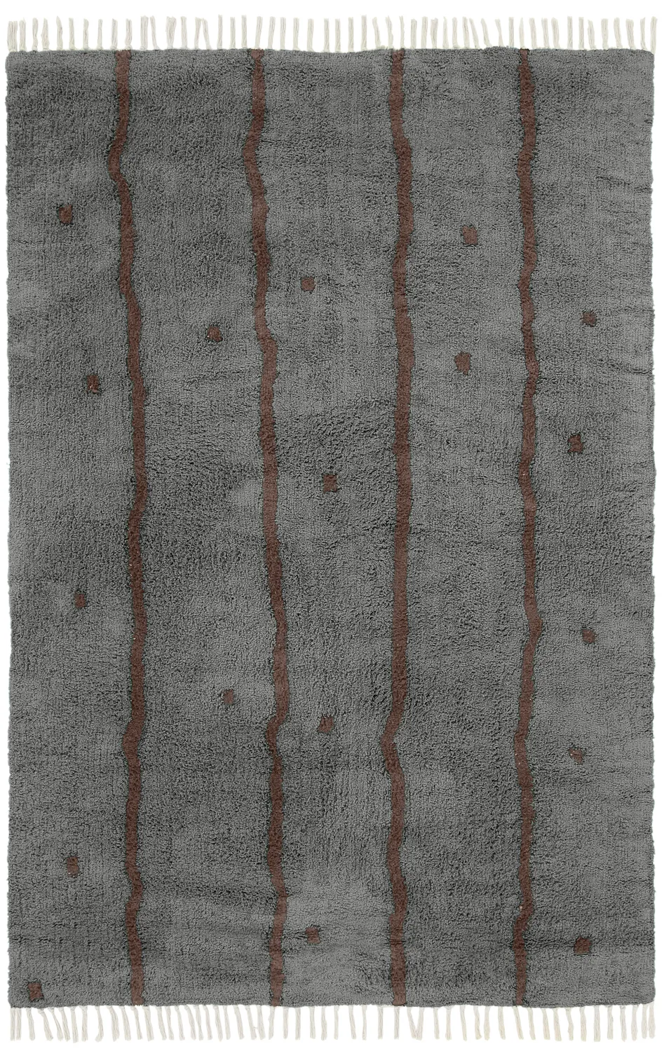 Tapis à poils longs - Leora Natural Cotton Shaggy (noir/marron)