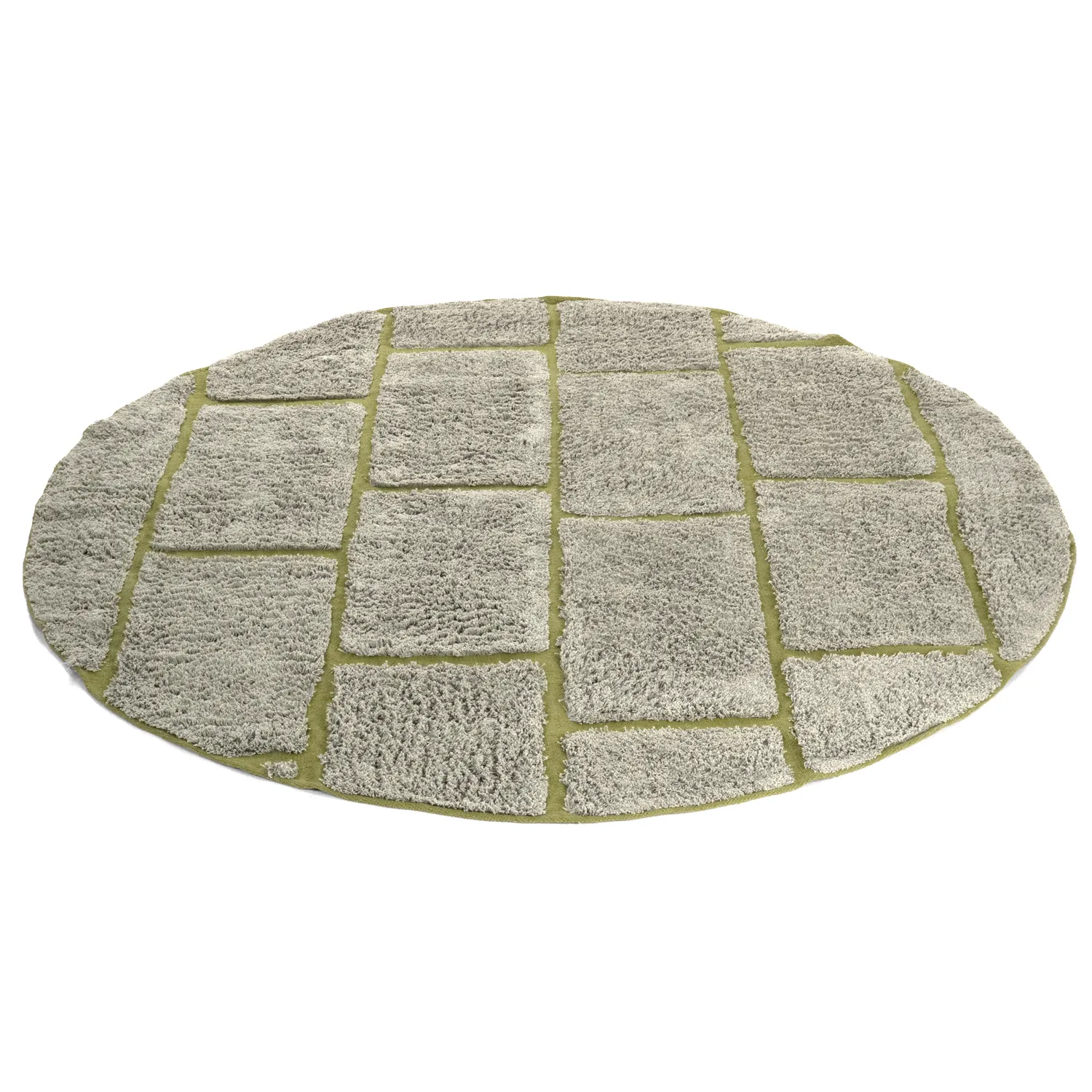 Tapis rond - Lindley Natural Cotton Shaggy (siva/zelena)