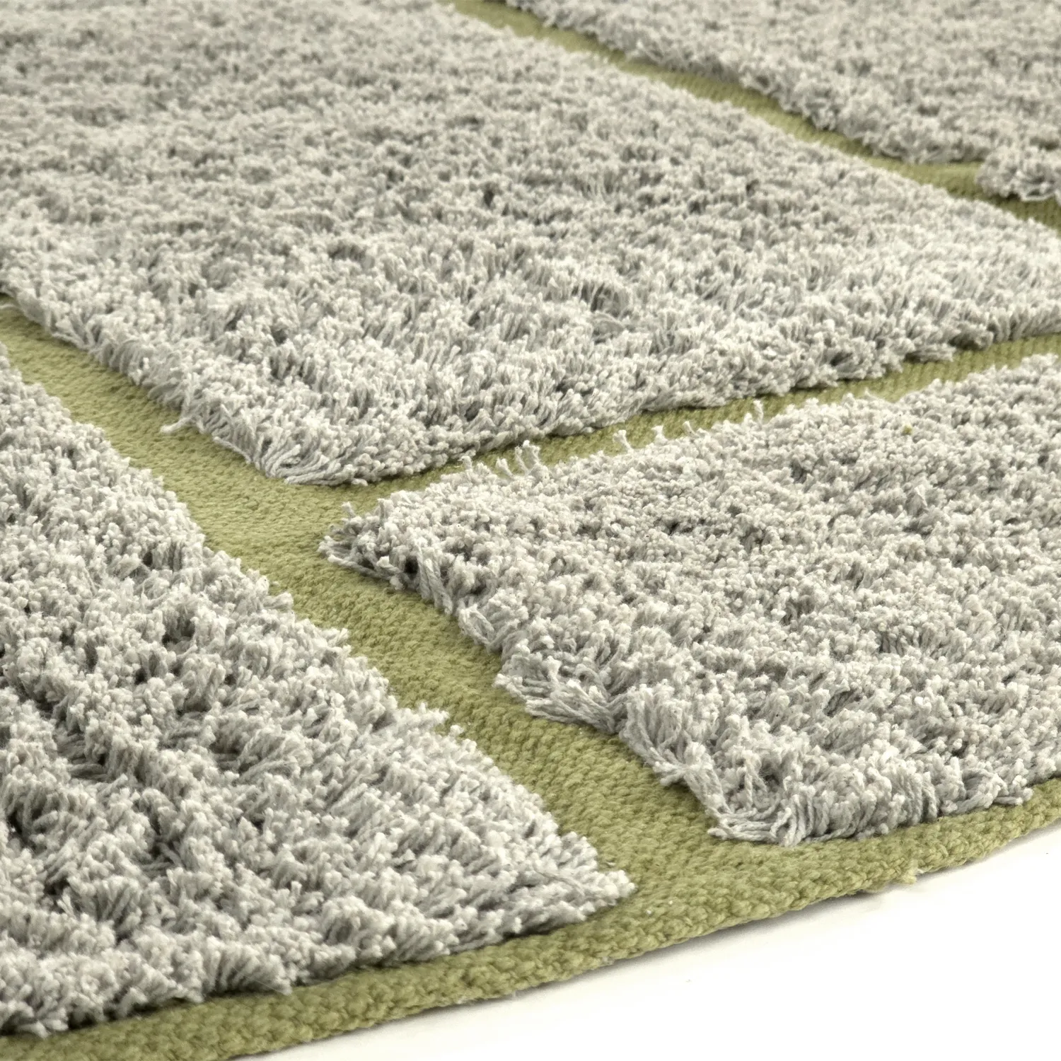 Tapis rond - Lindley Natural Cotton Shaggy (siva/zelena)