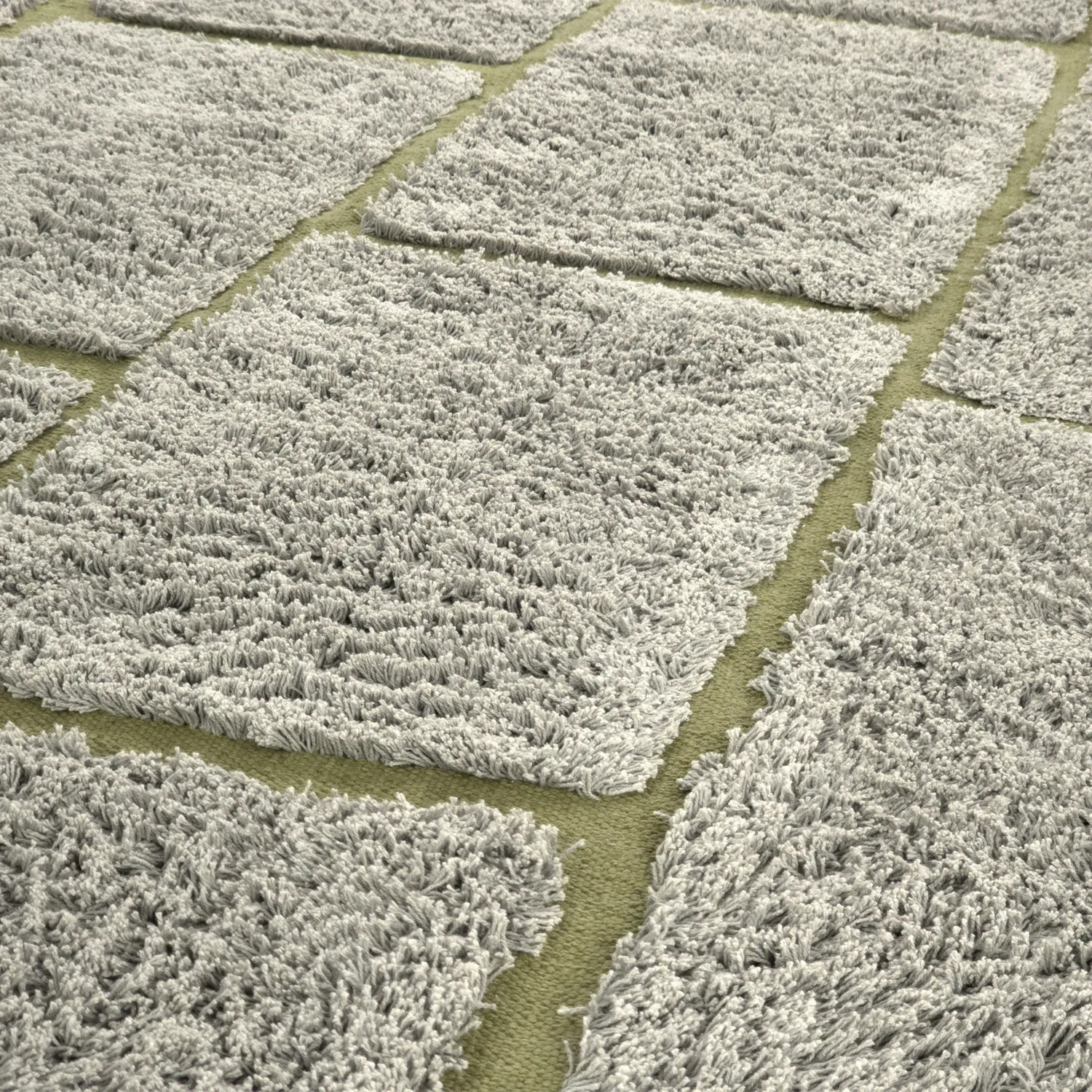 Tapis rond - Lindley Natural Cotton Shaggy (siva/zelena)