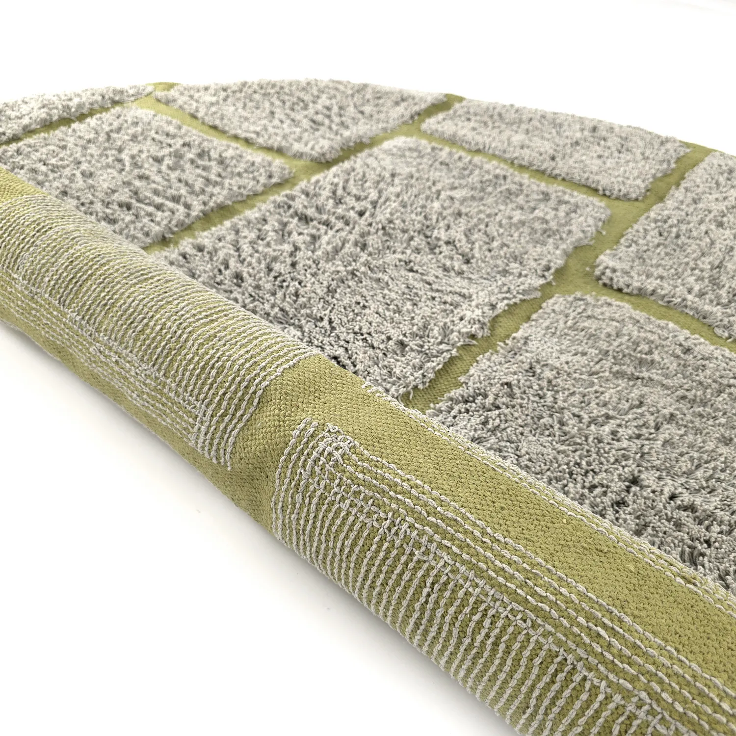 Tapis rond - Lindley Natural Cotton Shaggy (siva/zelena)