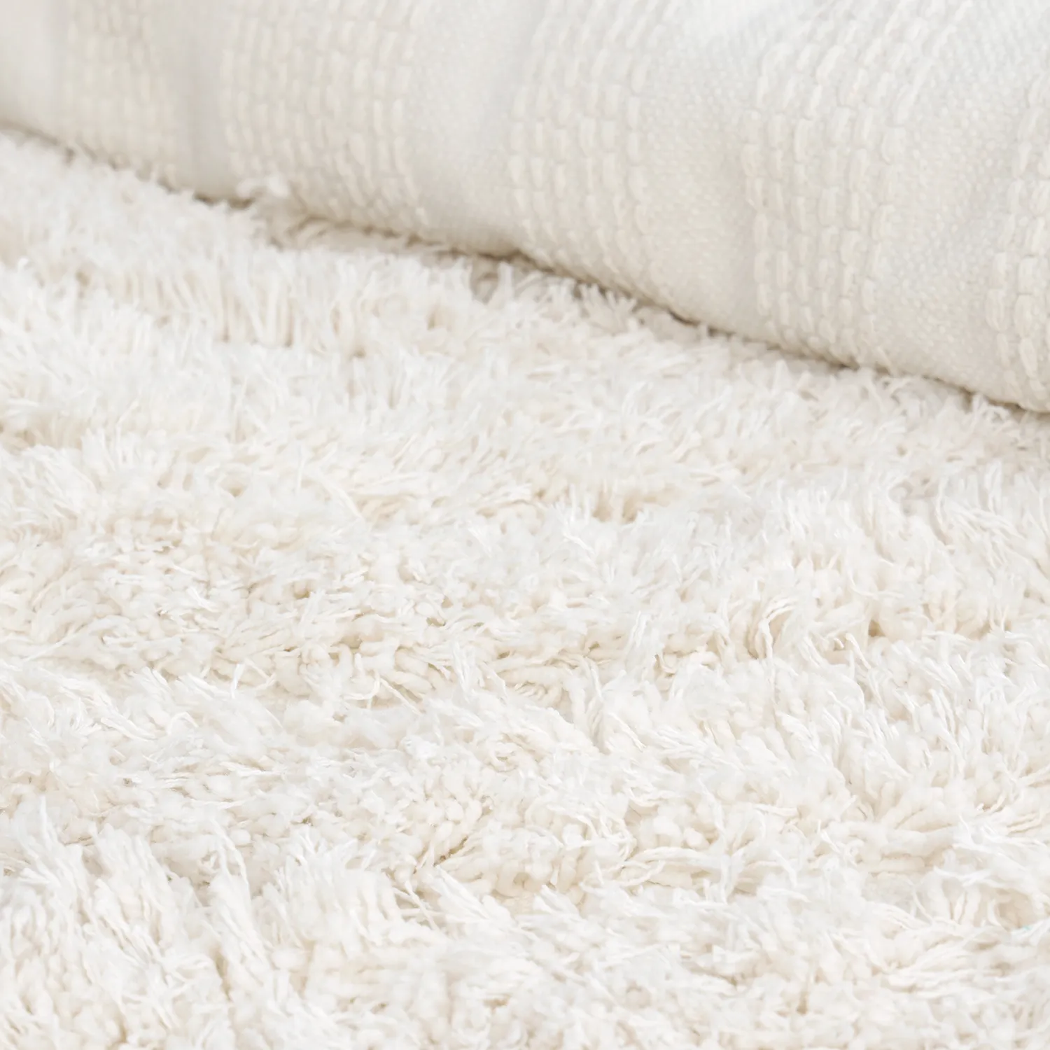 Tapis shaggy - Lindos Natural Cotton Shaggy (blanc)