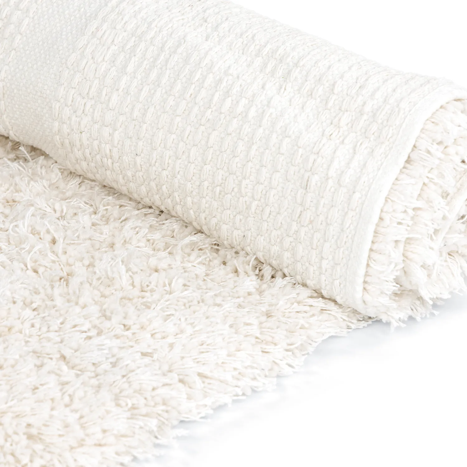 Tapis shaggy - Lindos Natural Cotton Shaggy (blanc)