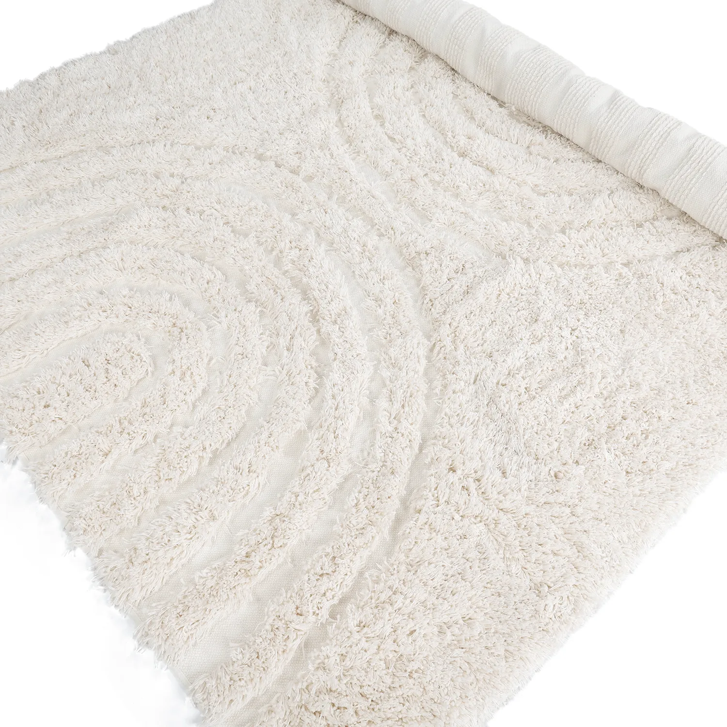 Tapis shaggy - Lindos Natural Cotton Shaggy (blanc)