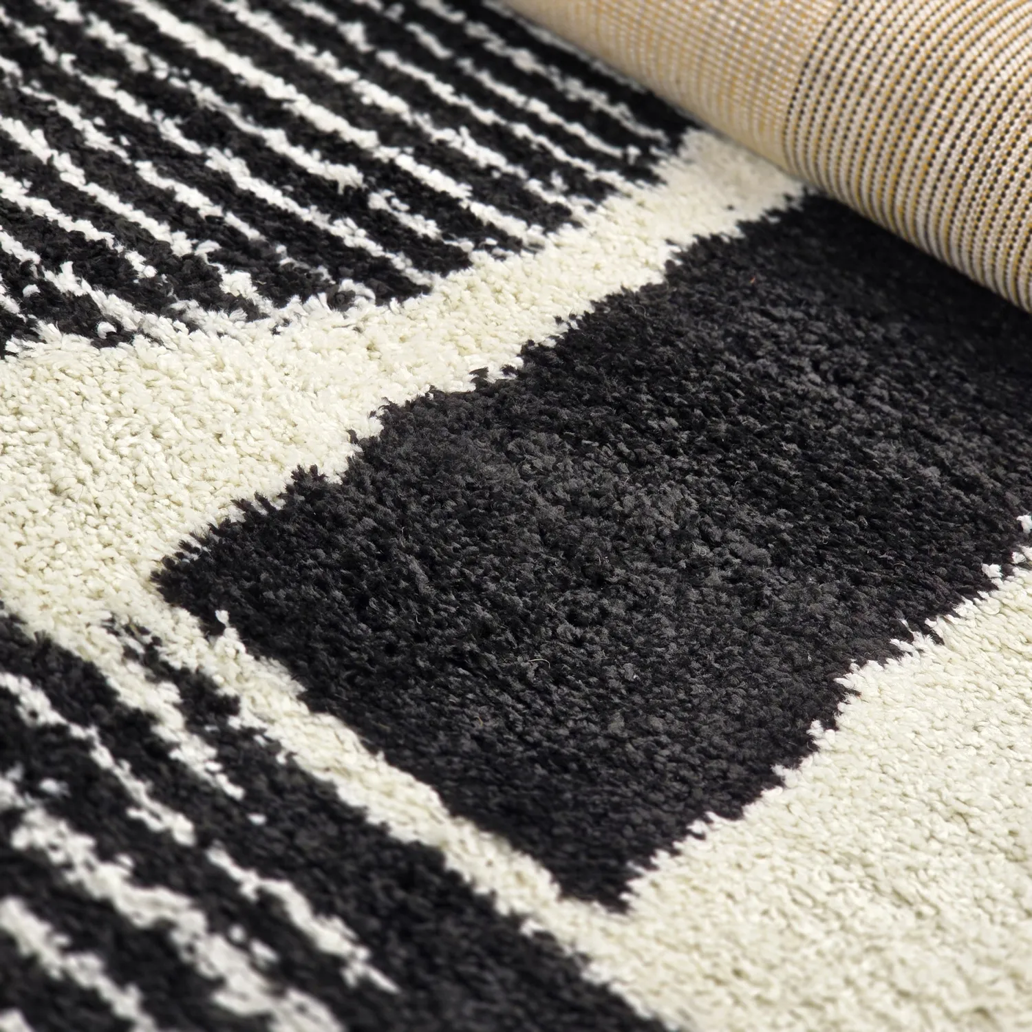 Tapis à poils longs - Maron (noir/blanc)