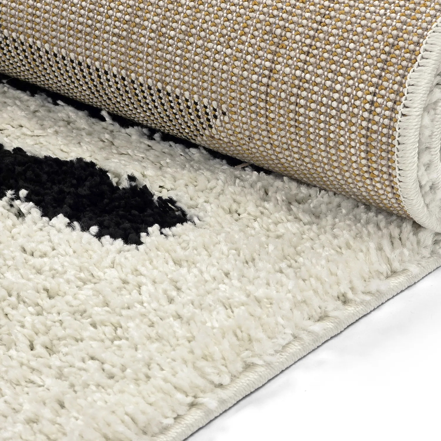 Tapis à poils longs - Maron (noir/blanc)