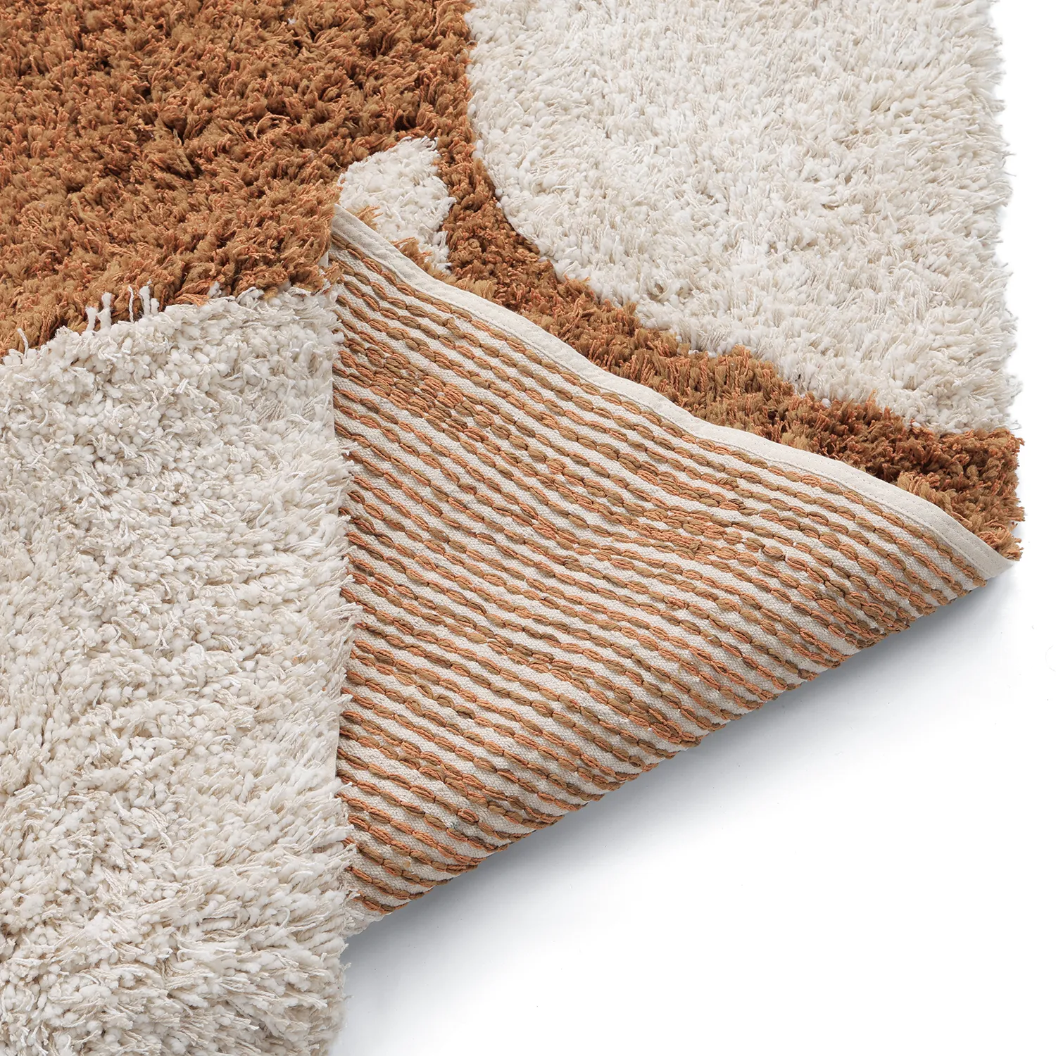 Tapis shaggy - Kalymnos Natural Cotton Shaggy (blanc cassé/ocre)