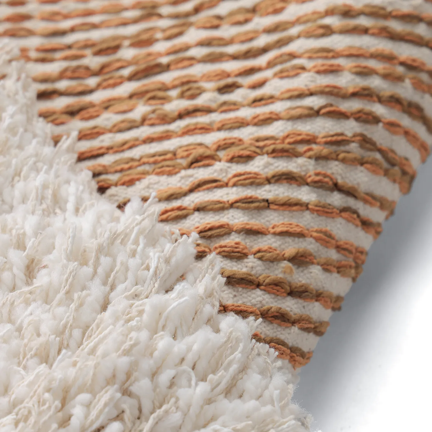 Tapis shaggy - Kalymnos Natural Cotton Shaggy (blanc cassé/ocre)