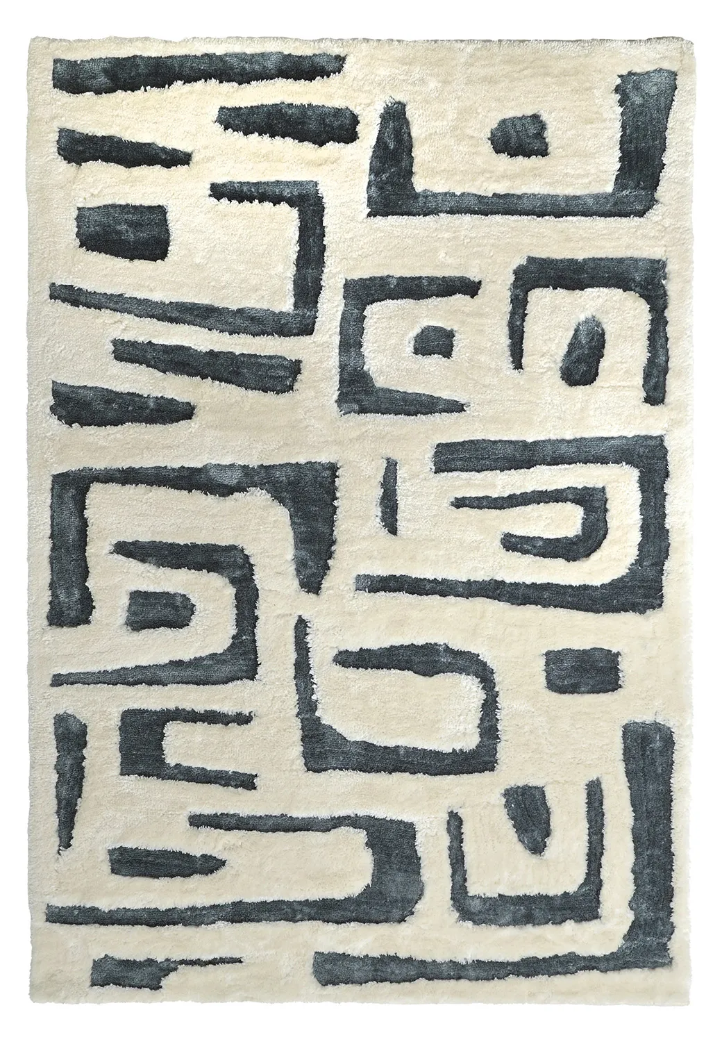 Tapis moelleux - Palmyra (blanc/bleu marine)