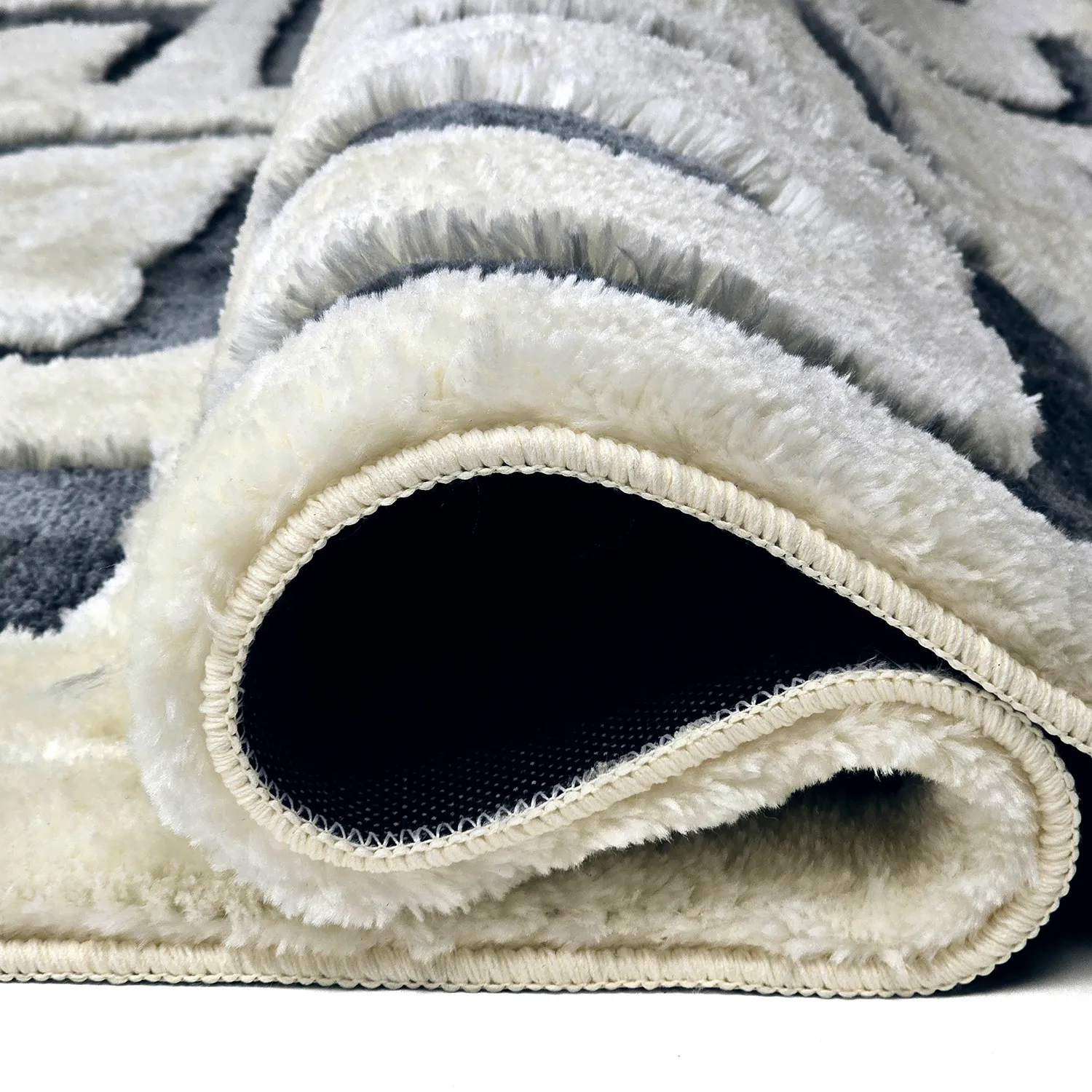 Tapis moelleux - Palmyra (blanc/bleu marine)