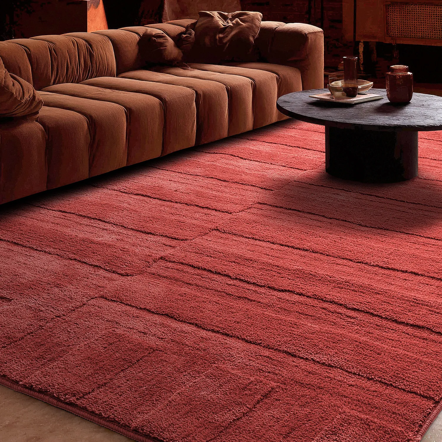 Tapis shaggy - Paxos (terre cuite)
