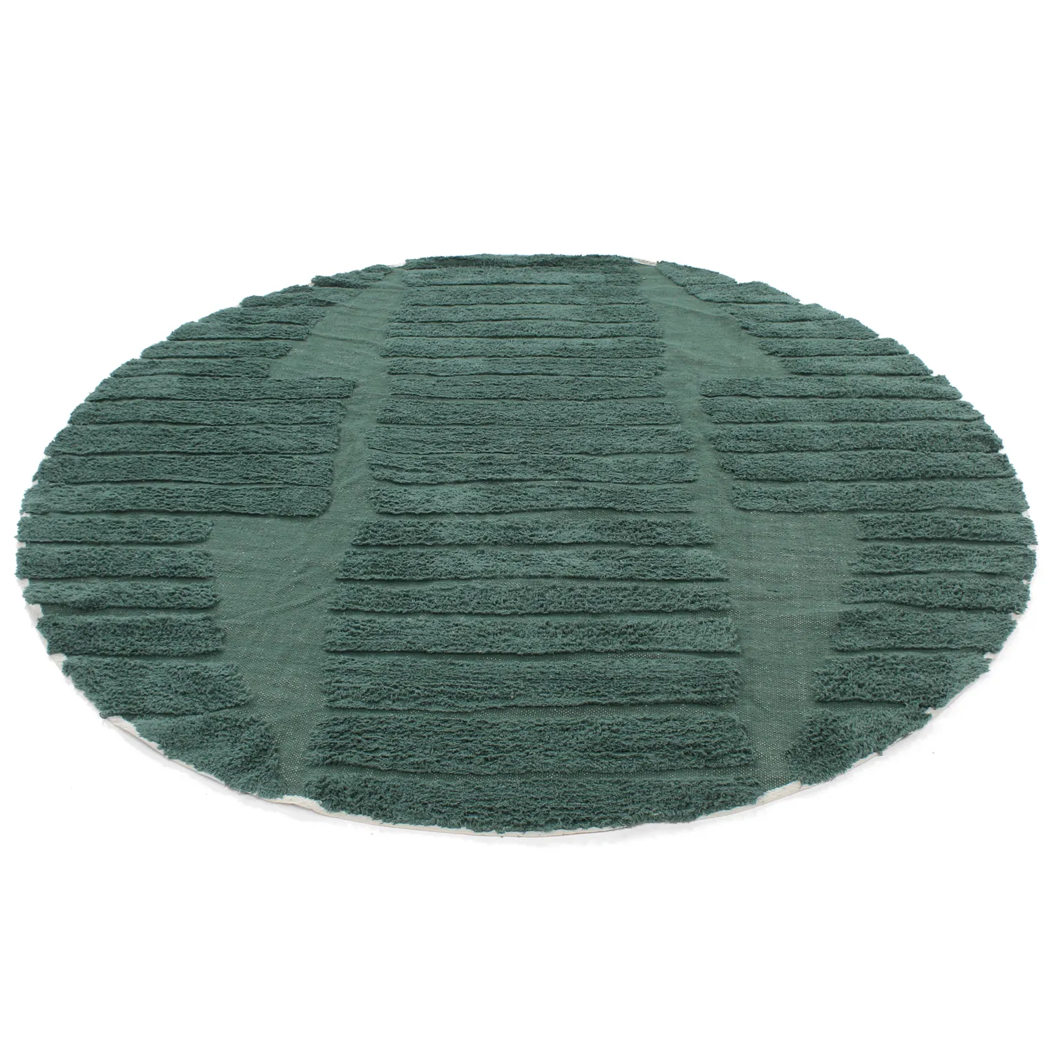 Tapis rond - Rani Natural Cotton Shaggy (vert)