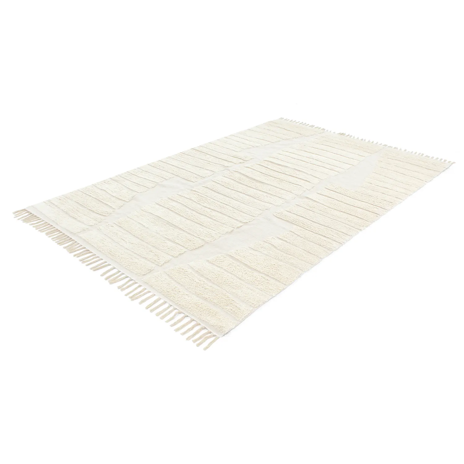 Tapis shaggy - Rani Natural Cotton Shaggy (blanc cassé)