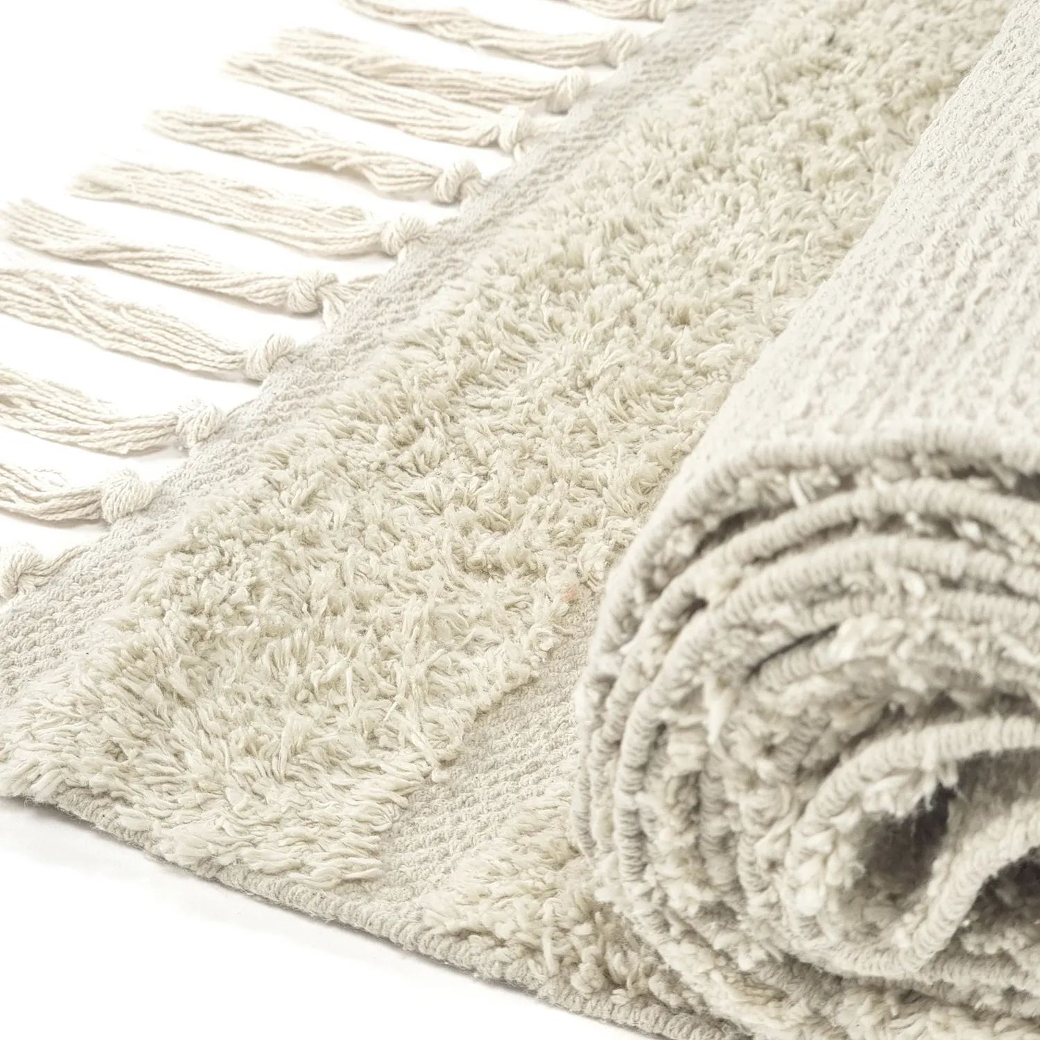 Tapis shaggy - Rani Natural Cotton Shaggy (blanc cassé)