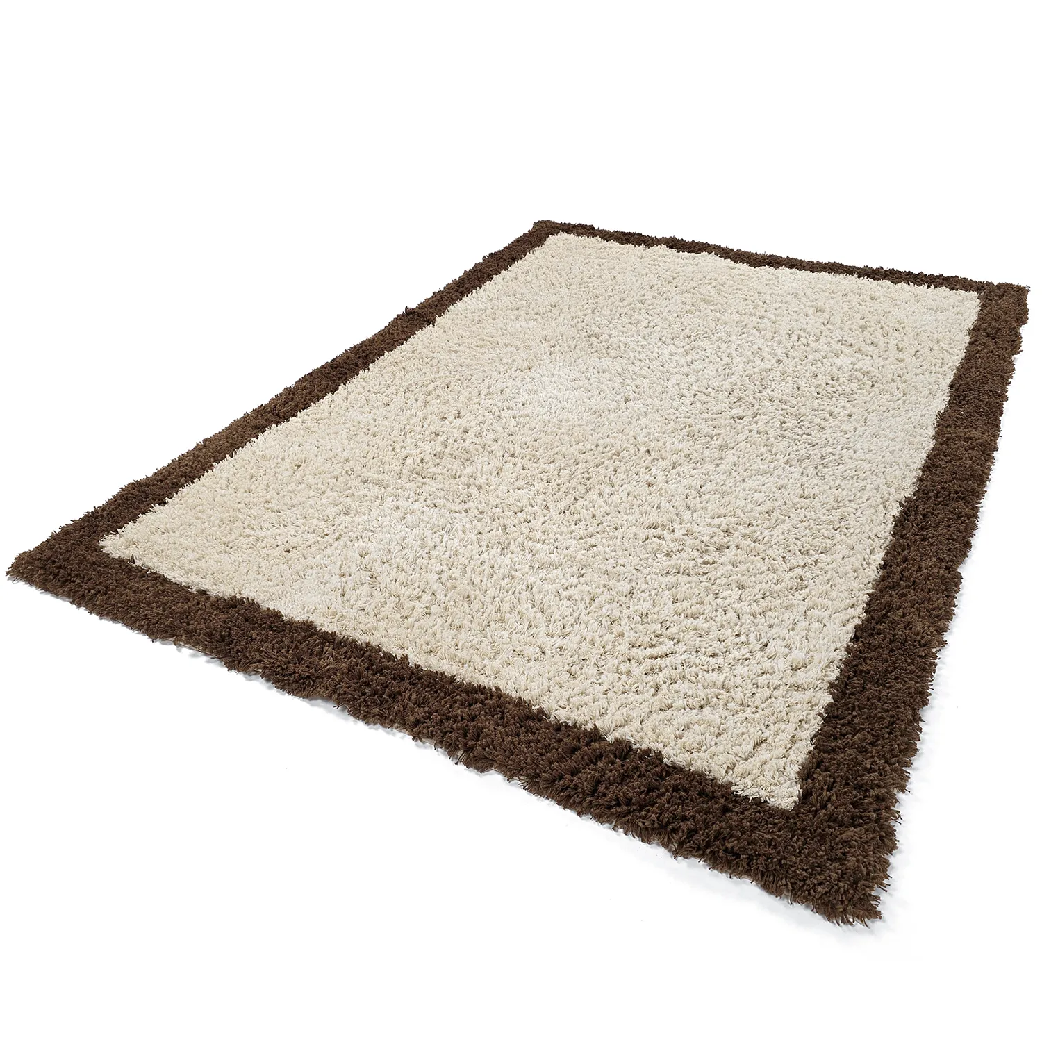 Tapis shaggy - Sagres Natural Cotton Shaggy (blanc cassé/marron)