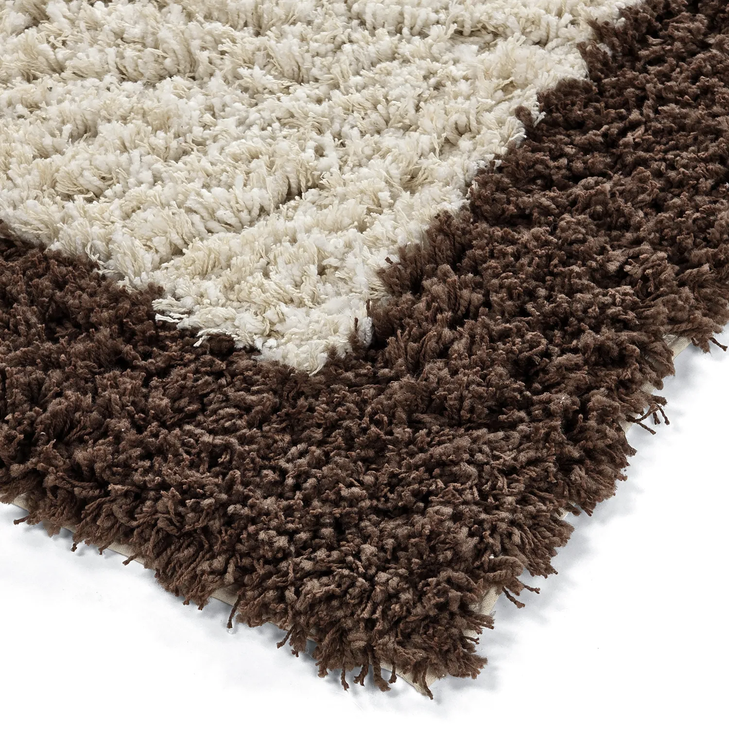 Tapis shaggy - Sagres Natural Cotton Shaggy (blanc cassé/marron)