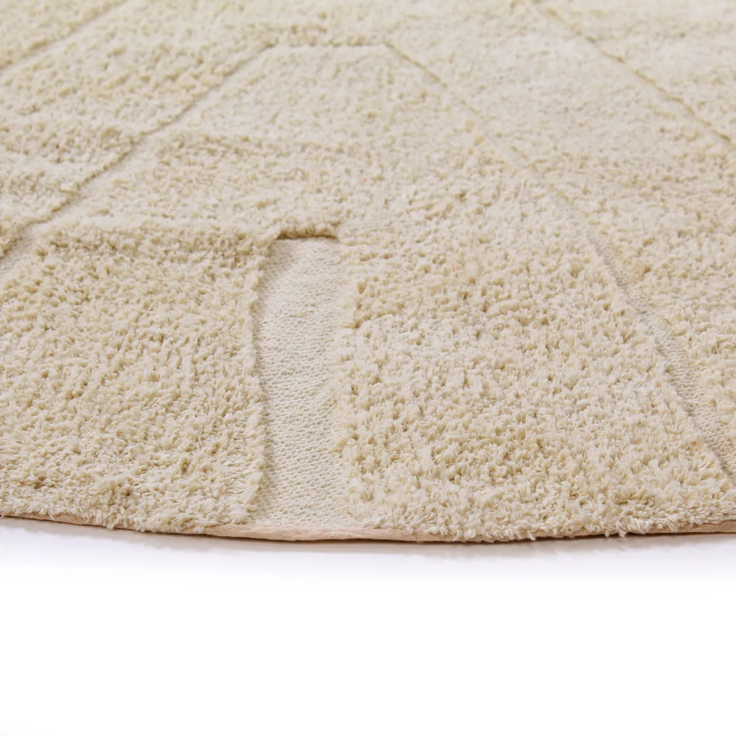 Tapis rond - Sivia Natural Cotton Shaggy (beige)