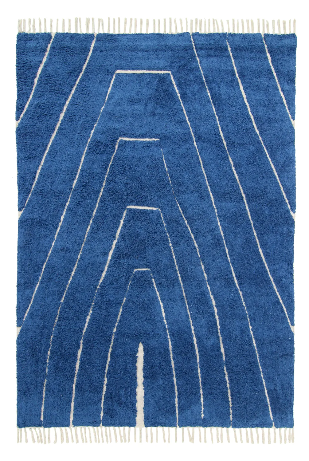 Tapis à poils longs - Sivia Natural Cotton Shaggy (bleu)