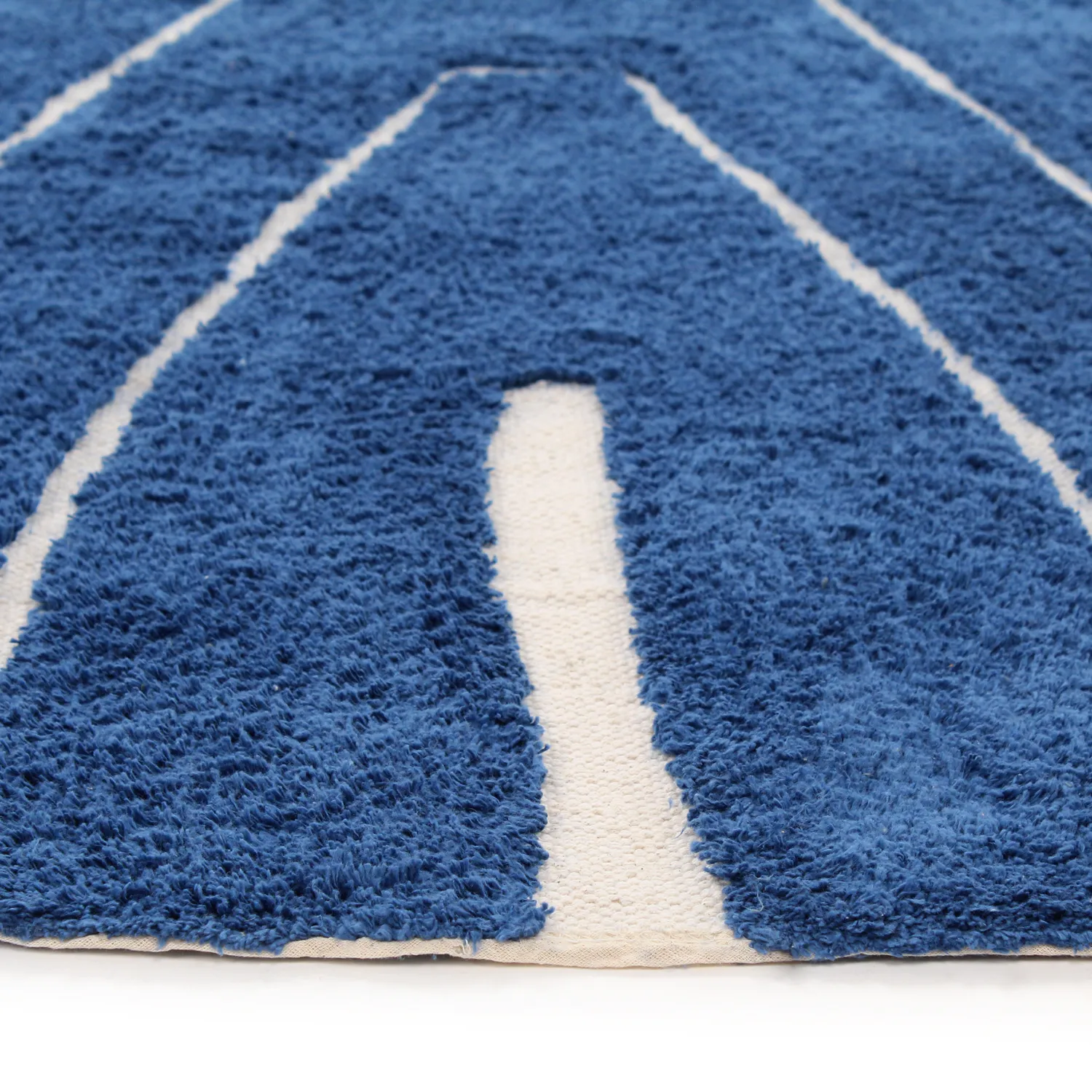 Tapis rond - Sivia Natural Cotton Shaggy (bleu)