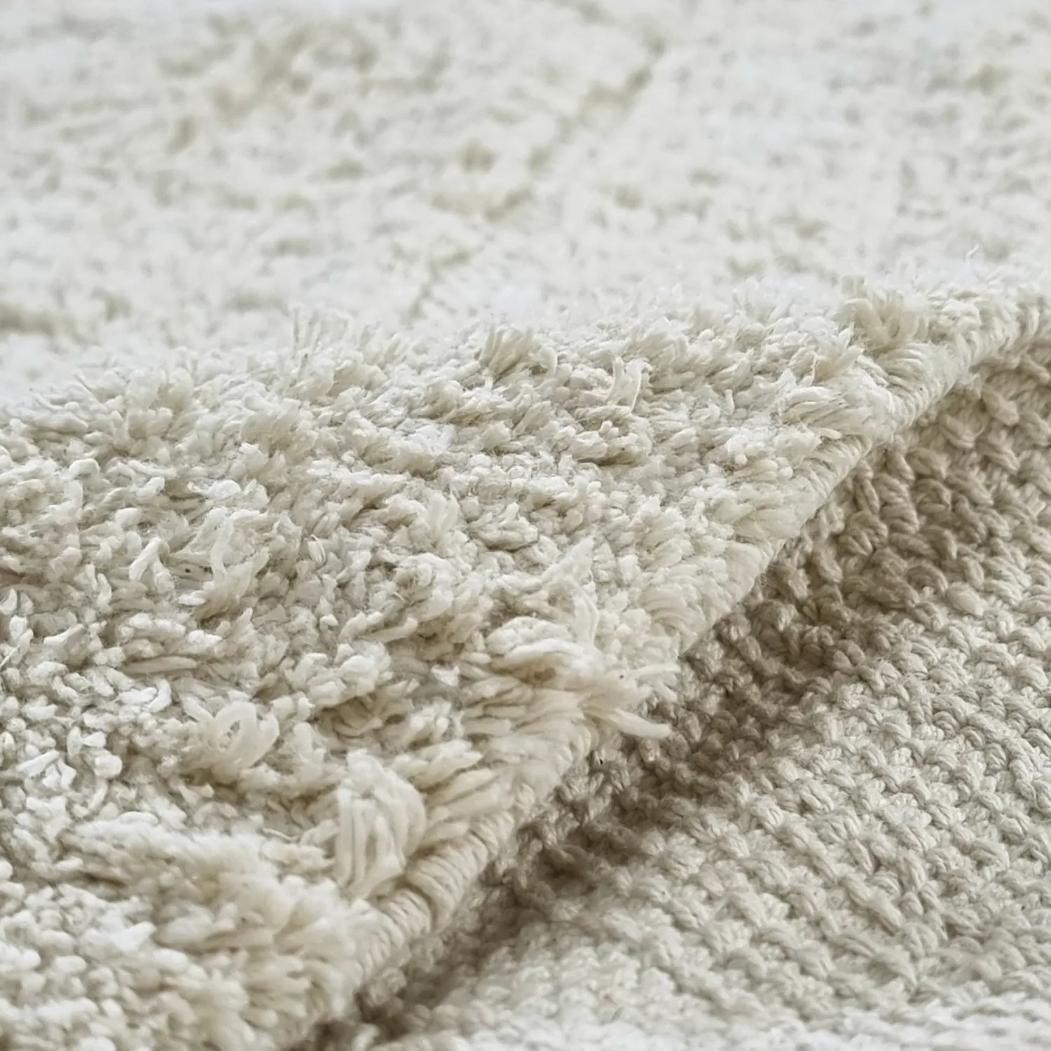 Tapis rond - Sivia Natural Cotton Shaggy (blanc cassé)