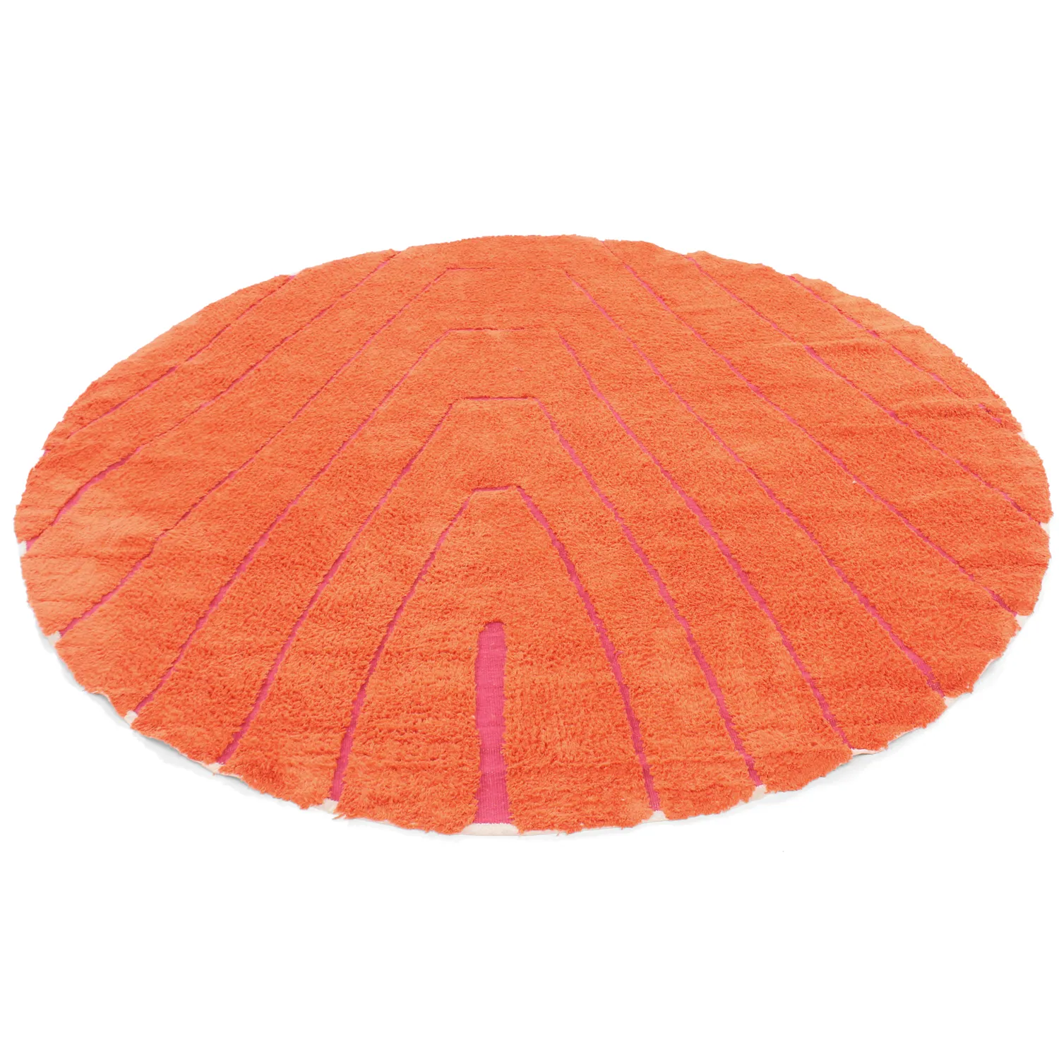 Tapis rond - Sivia Natural Cotton Shaggy (rouge/orange)