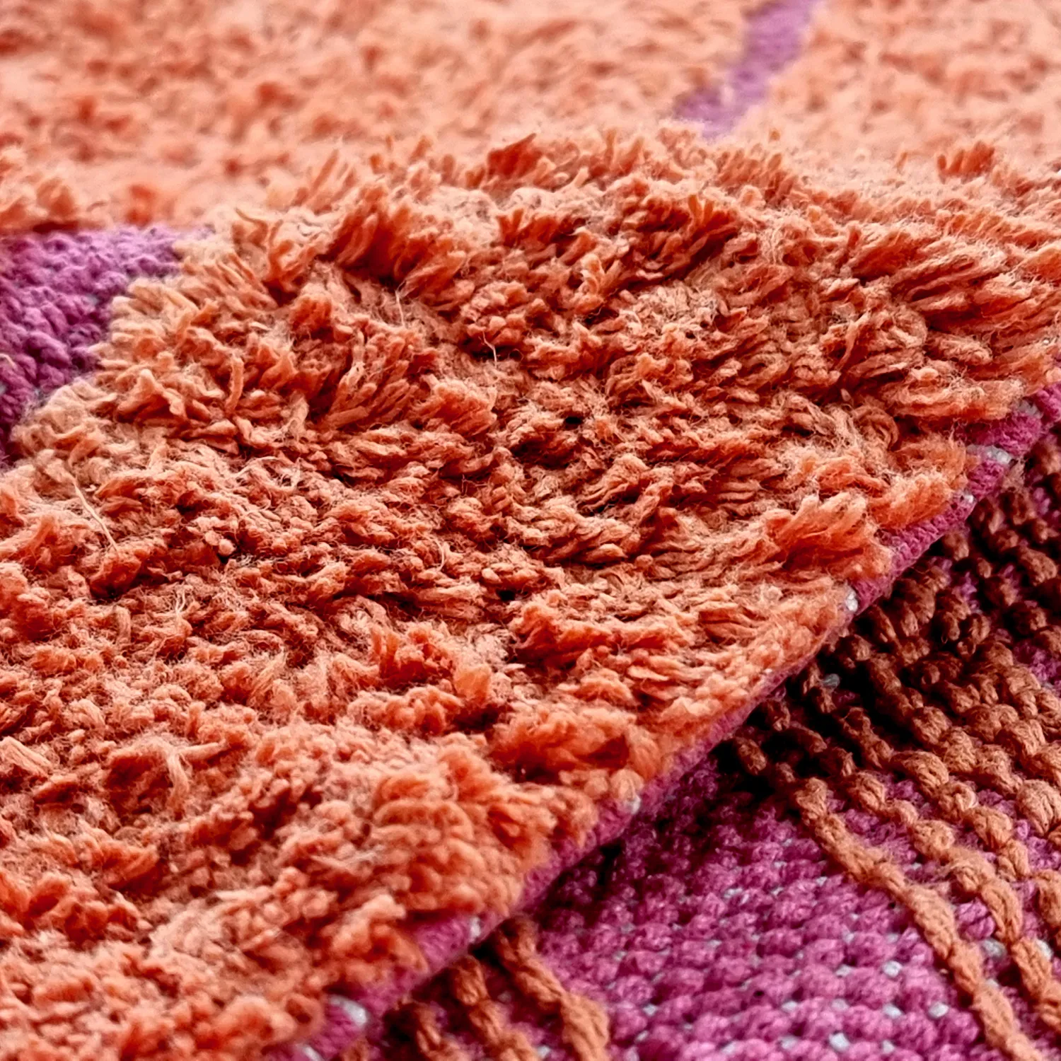 Tapis rond - Sivia Natural Cotton Shaggy (rouge/orange)