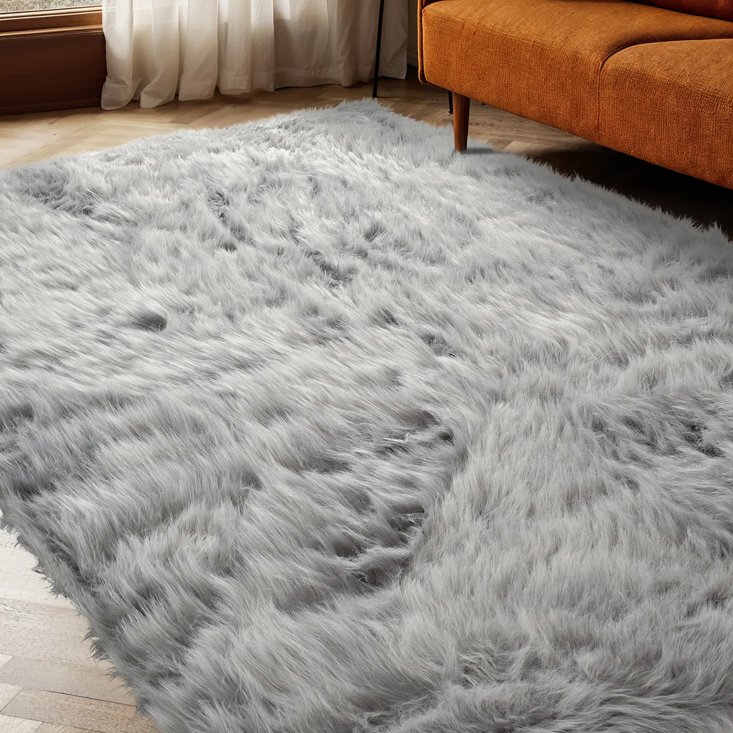 Tapis shaggy - Sohar (gris clair)