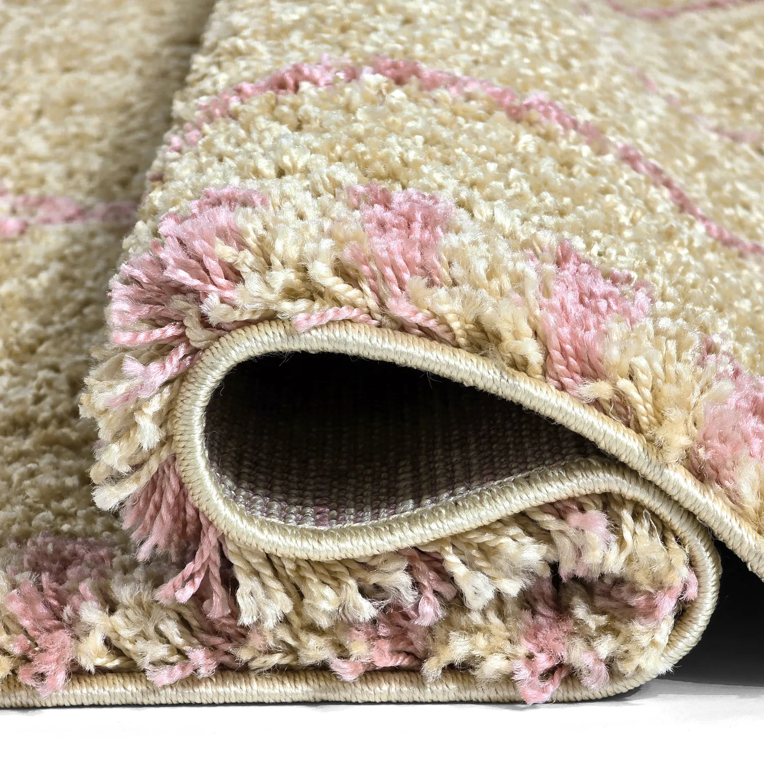 Tapis à poils longs - Tiznit (beige/rose)