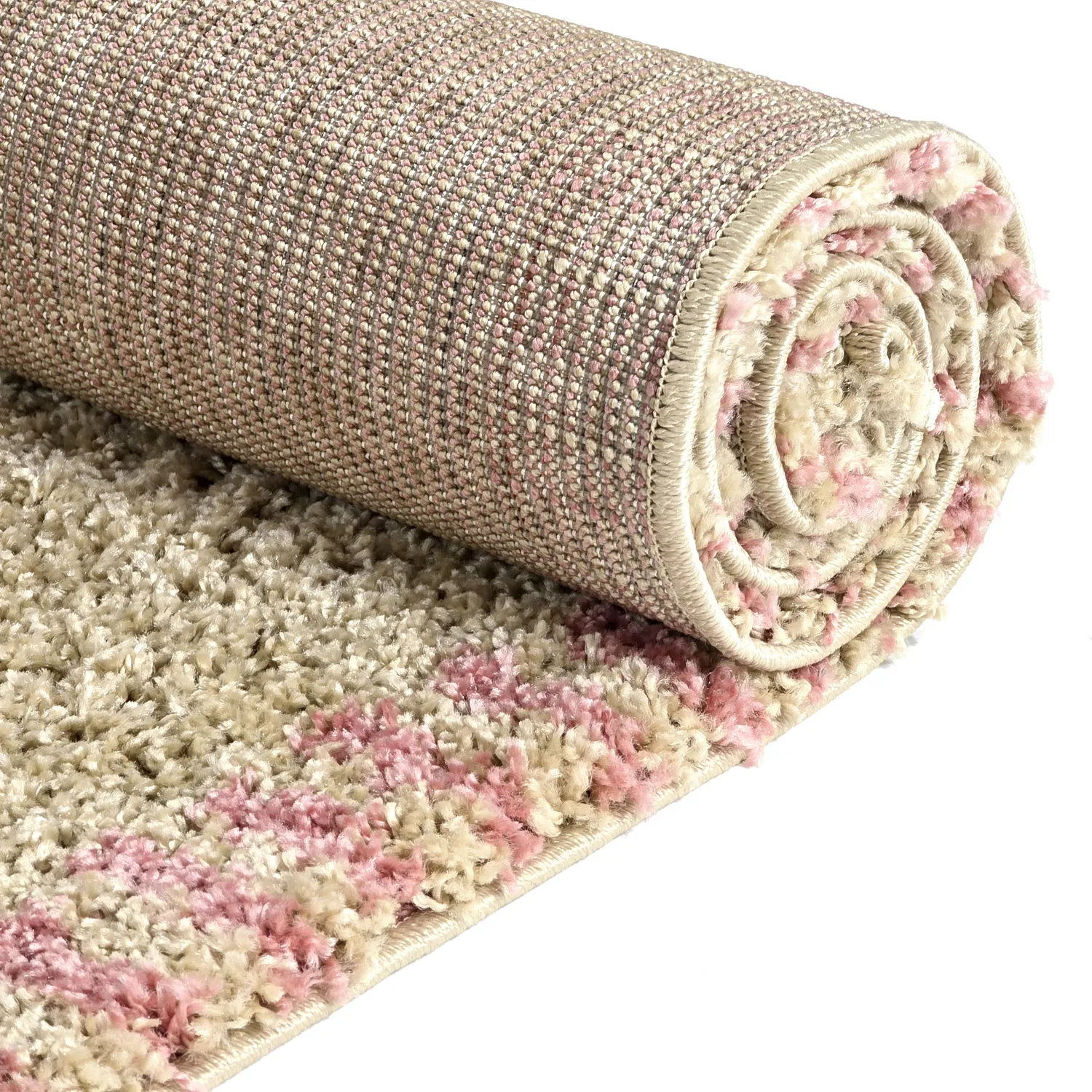 Tapis à poils longs - Tiznit (beige/rose)
