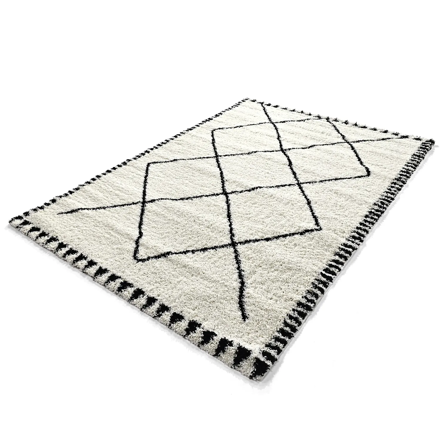 Tapis à poils longs - Tiznit (blanc/noir)
