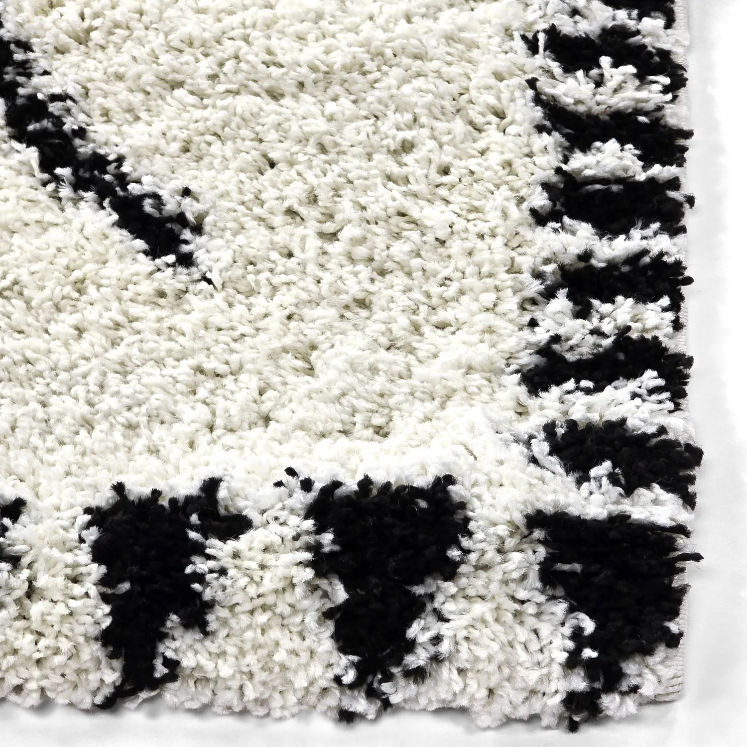 Tapis à poils longs - Tiznit (blanc/noir)