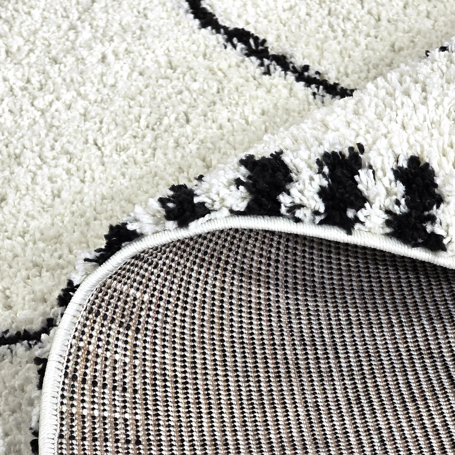 Tapis à poils longs - Tiznit (blanc/noir)