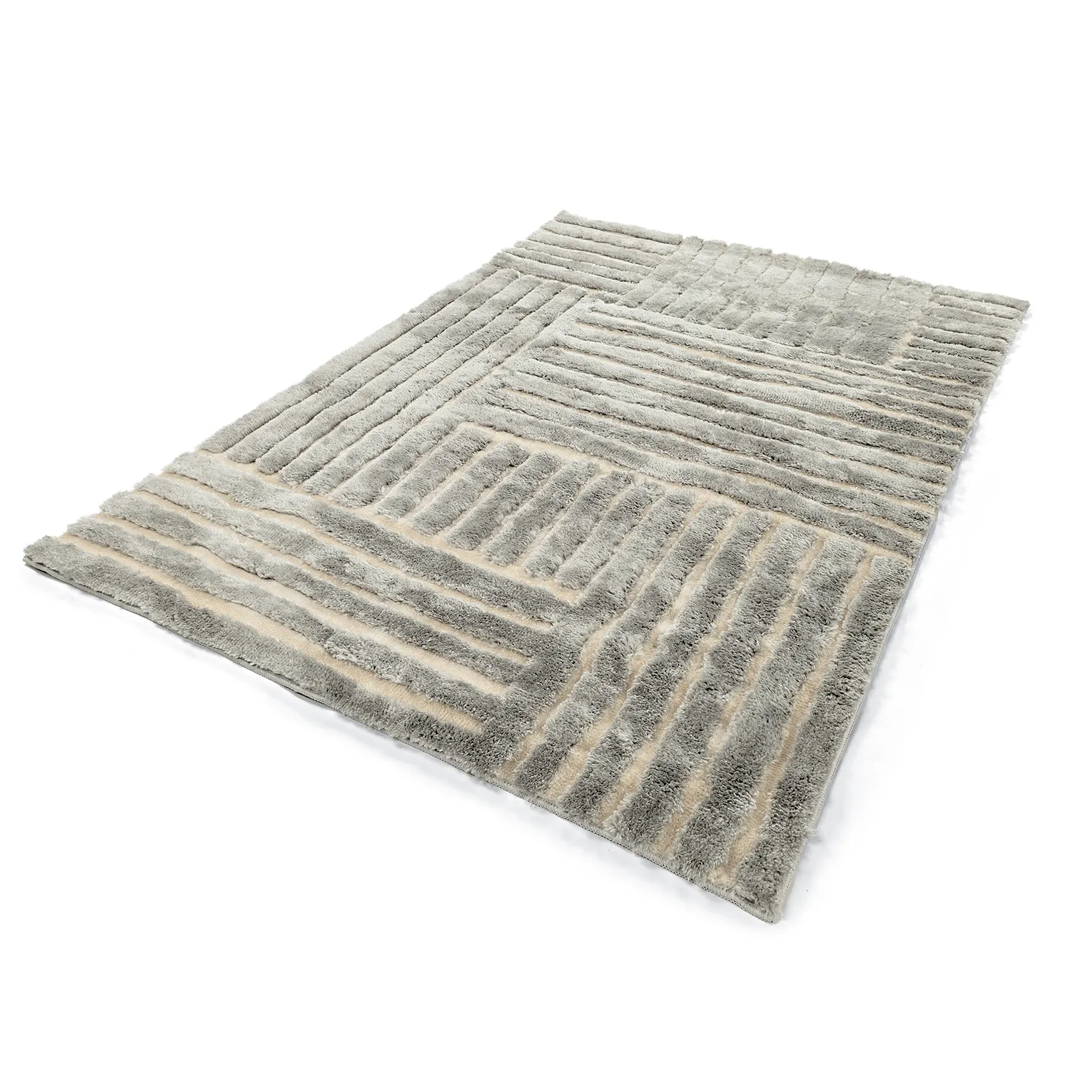 Tapis shaggy - Tyros (crème/gris)