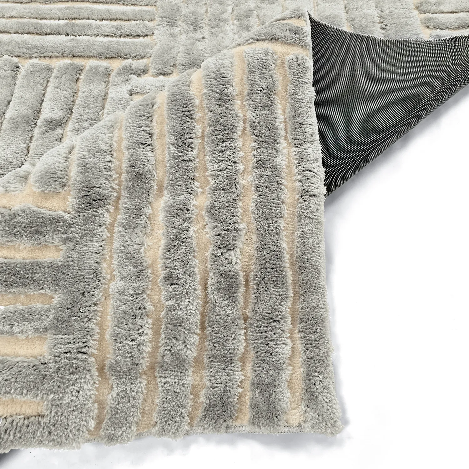 Tapis shaggy - Tyros (crème/gris)